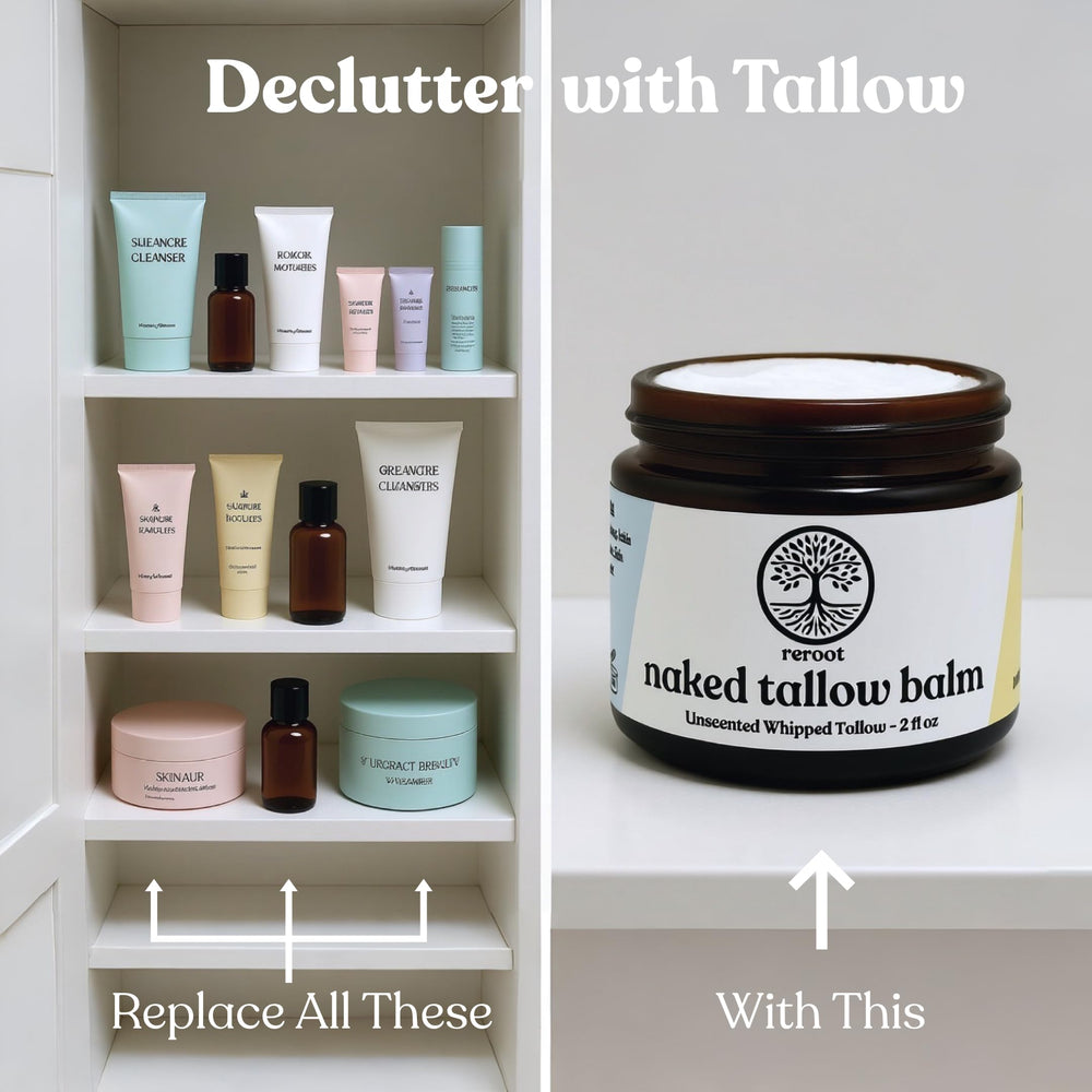 Reroot Naked Tallow Balm baby-safe skin contact close-up.