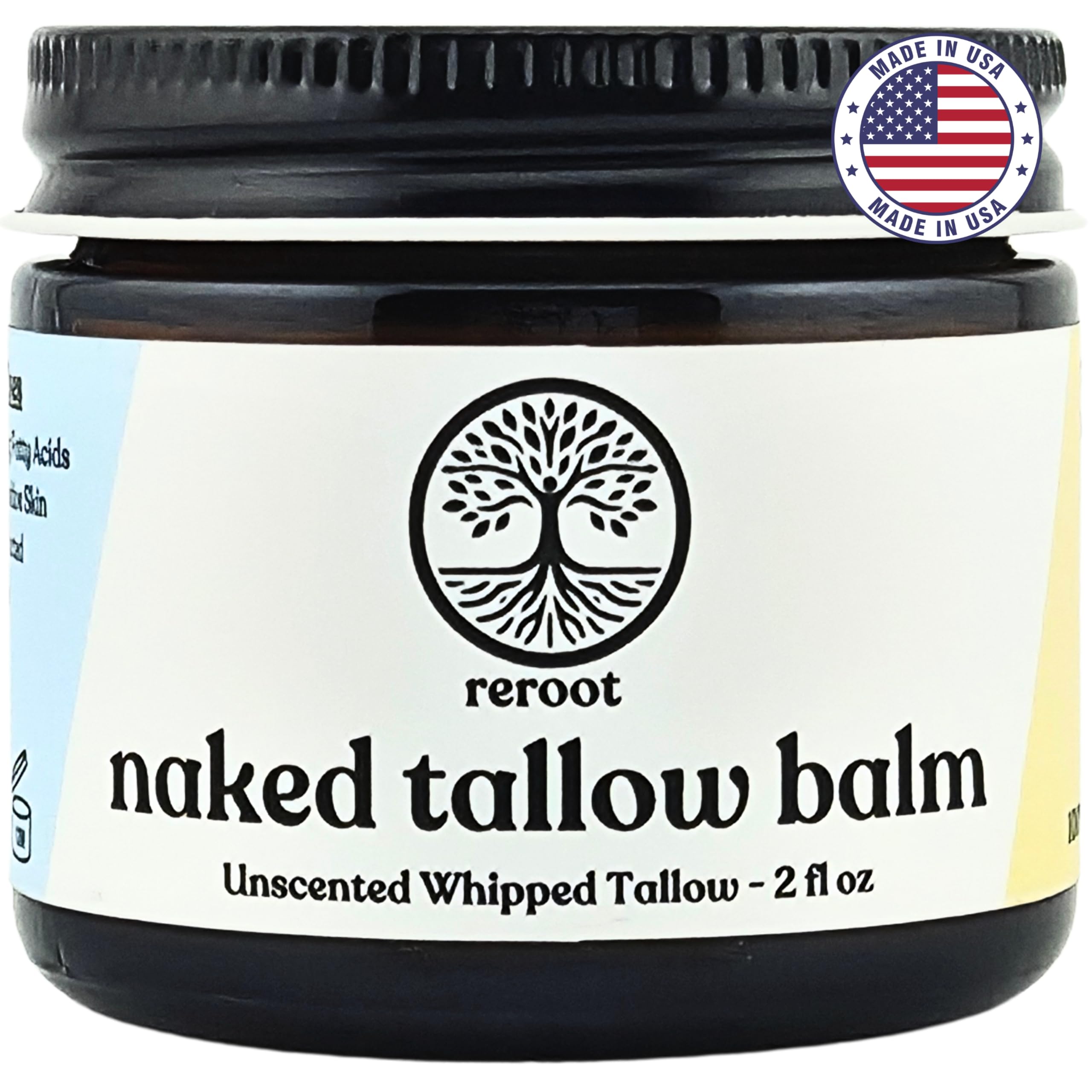 Reroot Naked Tallow Balm packaging highlights simple unscented care for sensitive skin.