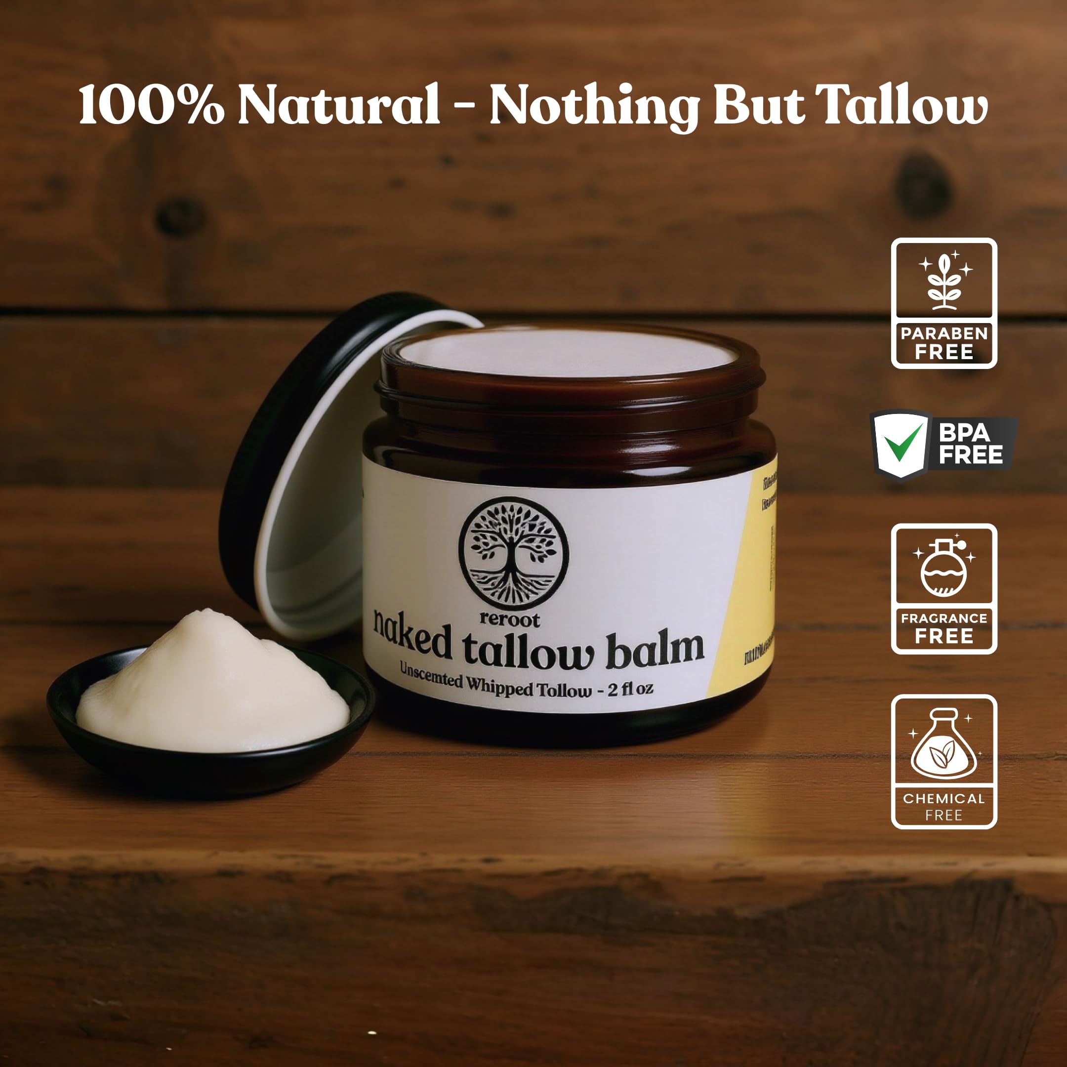 Reroot Naked Tallow Balm whipped texture promises luxurious hydration.