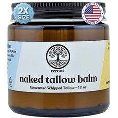 Reroot Organics Naked Tallow Balm with whipped texture for easy application and hydration.