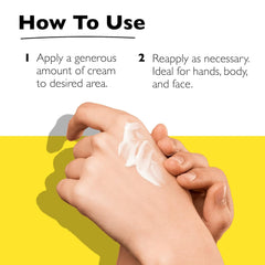 Thumb spreading RESCUE Remedy Cream on skin for smooth, comfortable care.