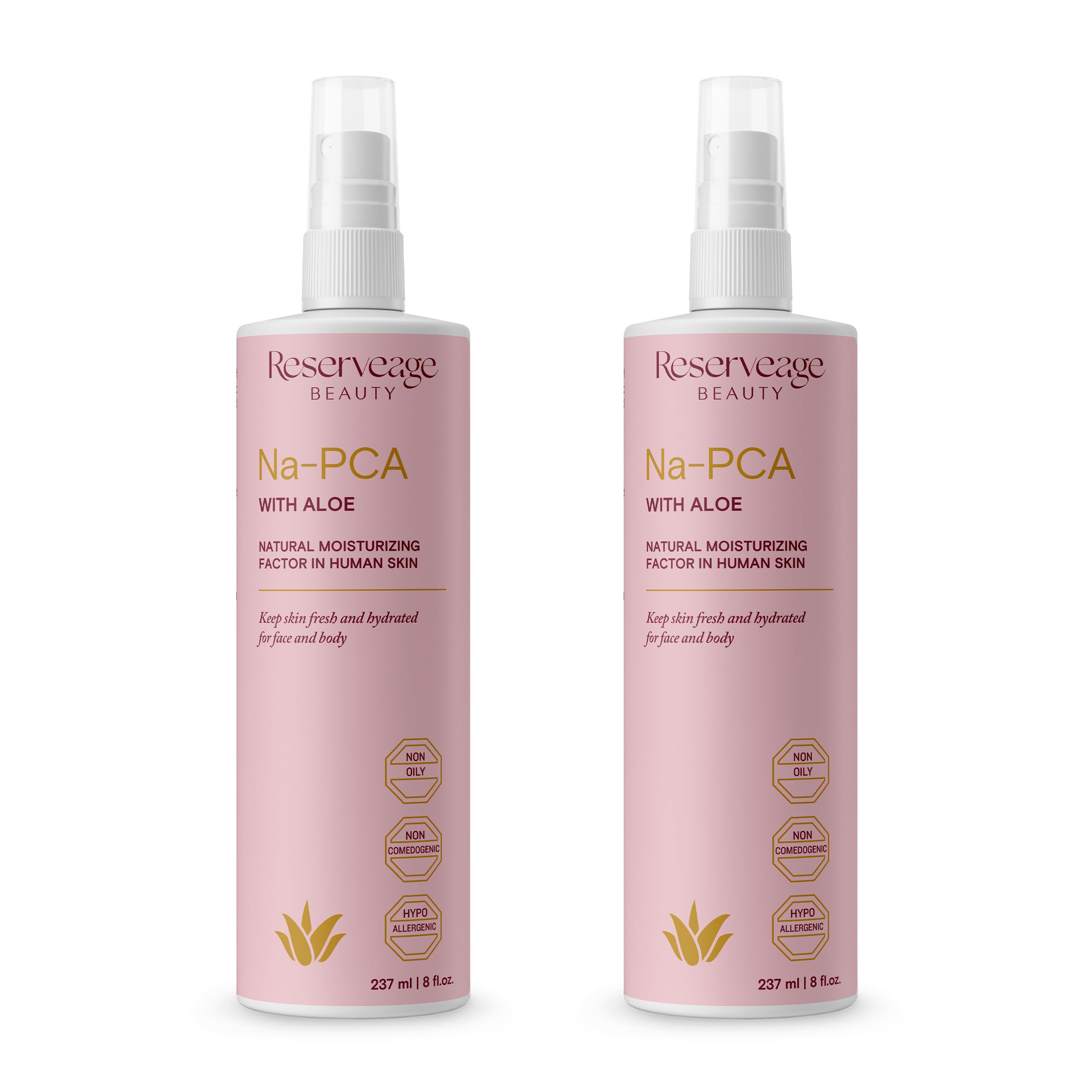 Reserveage Na-PCA Spray bottle with Aloe Vera delivering daily hydration