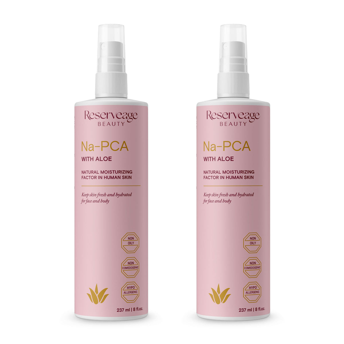 Reserveage Na-PCA Spray bottle with Aloe Vera delivering daily hydration