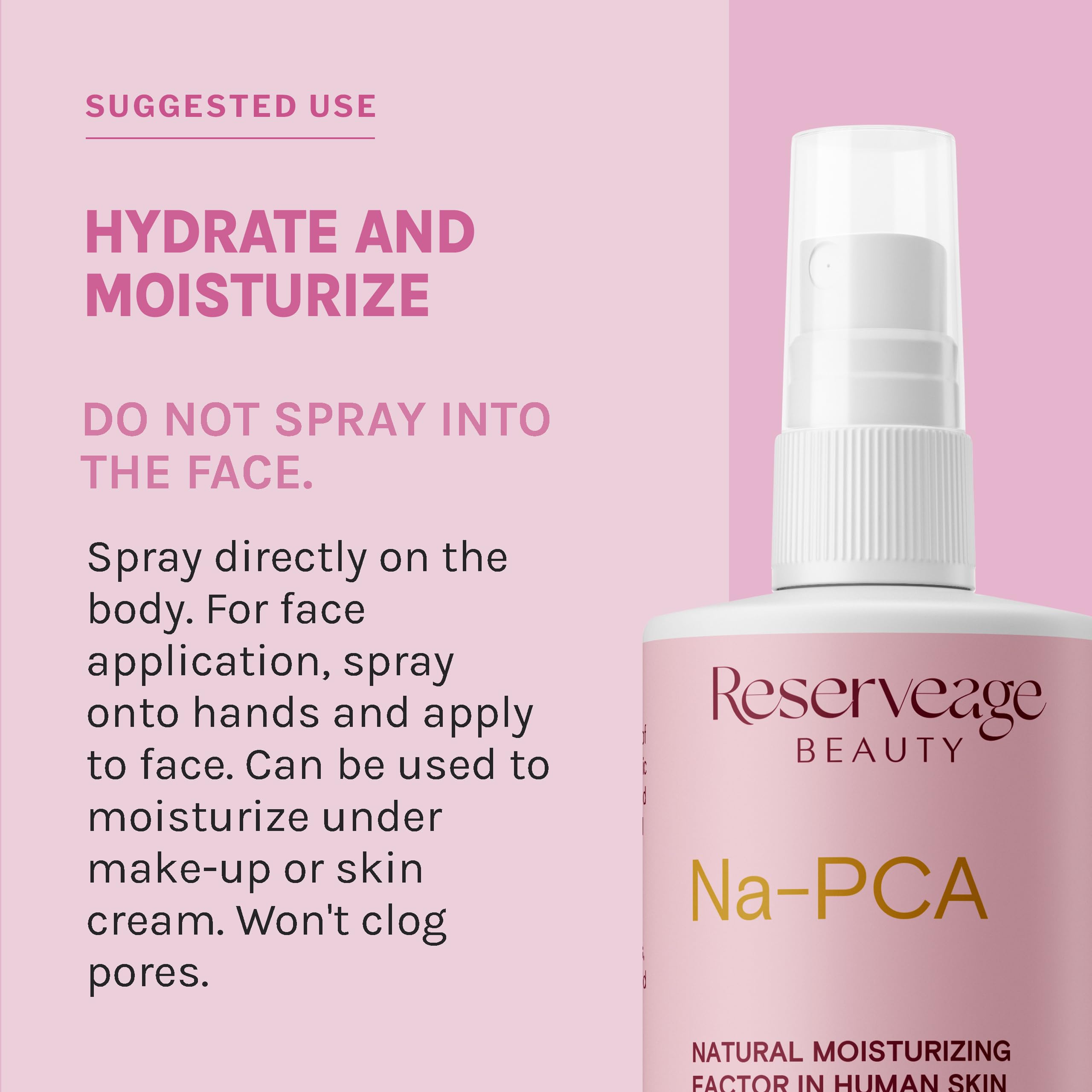 Reserveage Na-PCA Spray, texture légère, fini frais