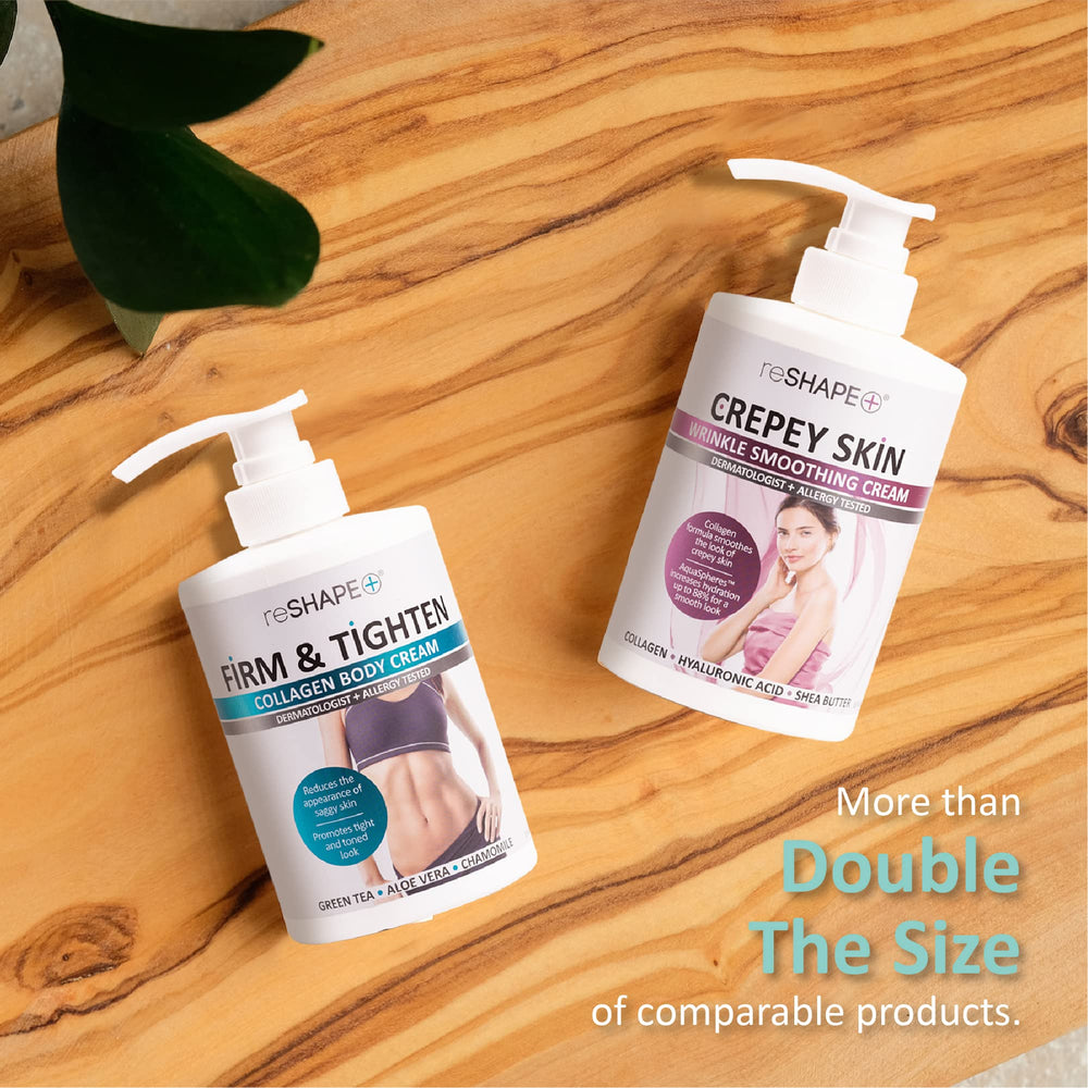Reshape Crepey Skin Treatment Lotion hands application suggests improved feel of crepey areas.