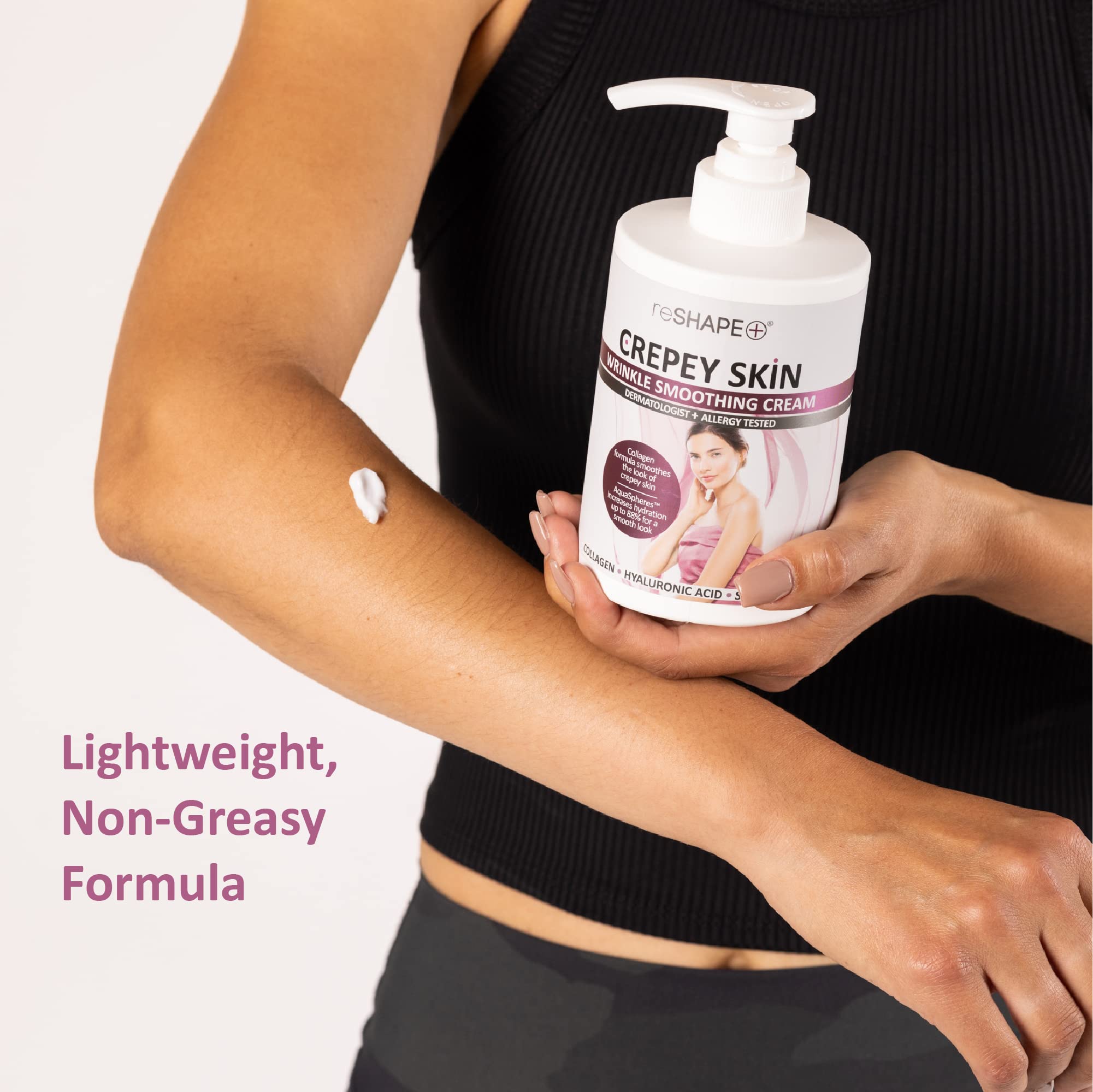 Reshape+ arms and neck area being massaged with cream