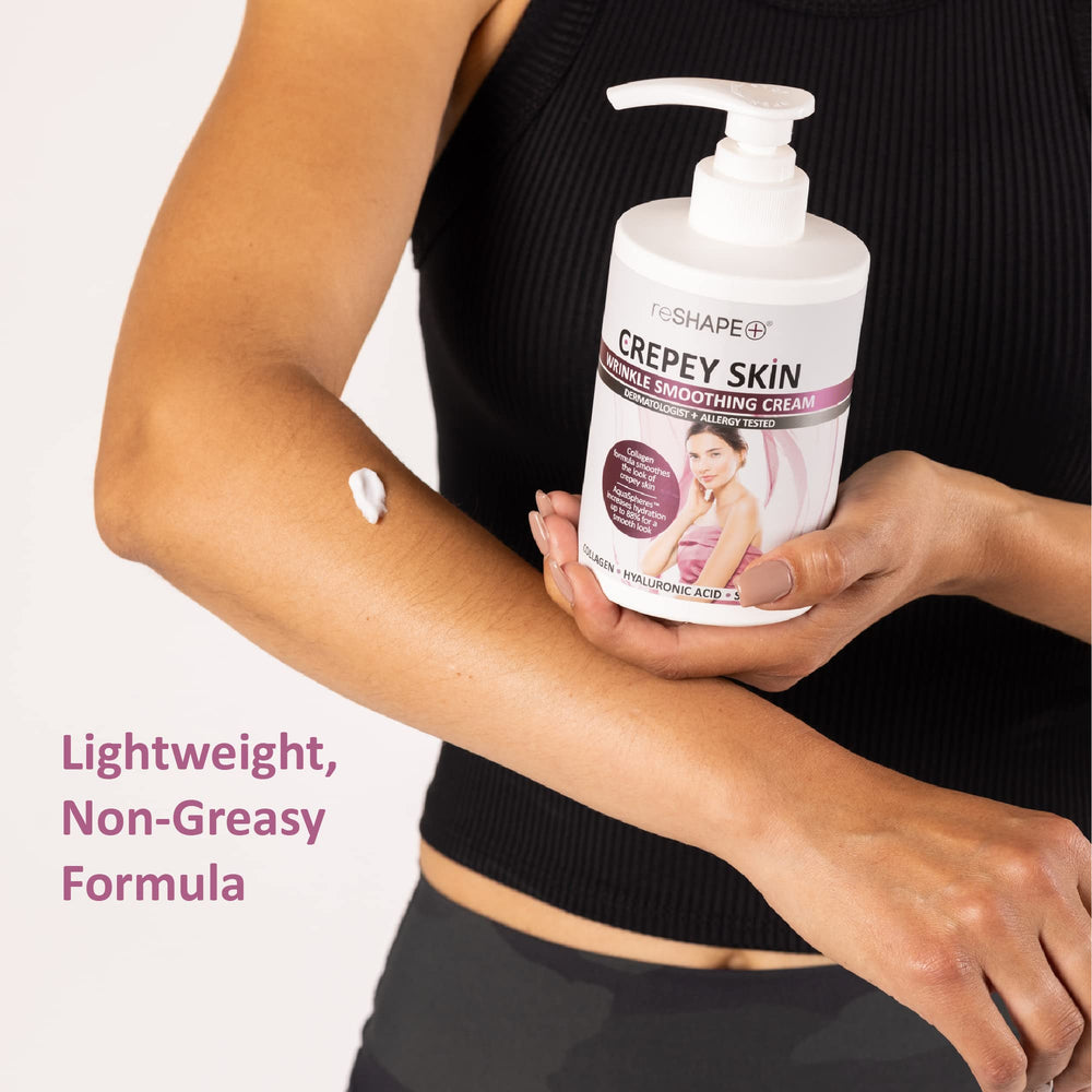 Reshape+ crepey skin areas on neck and arms appear smoother.