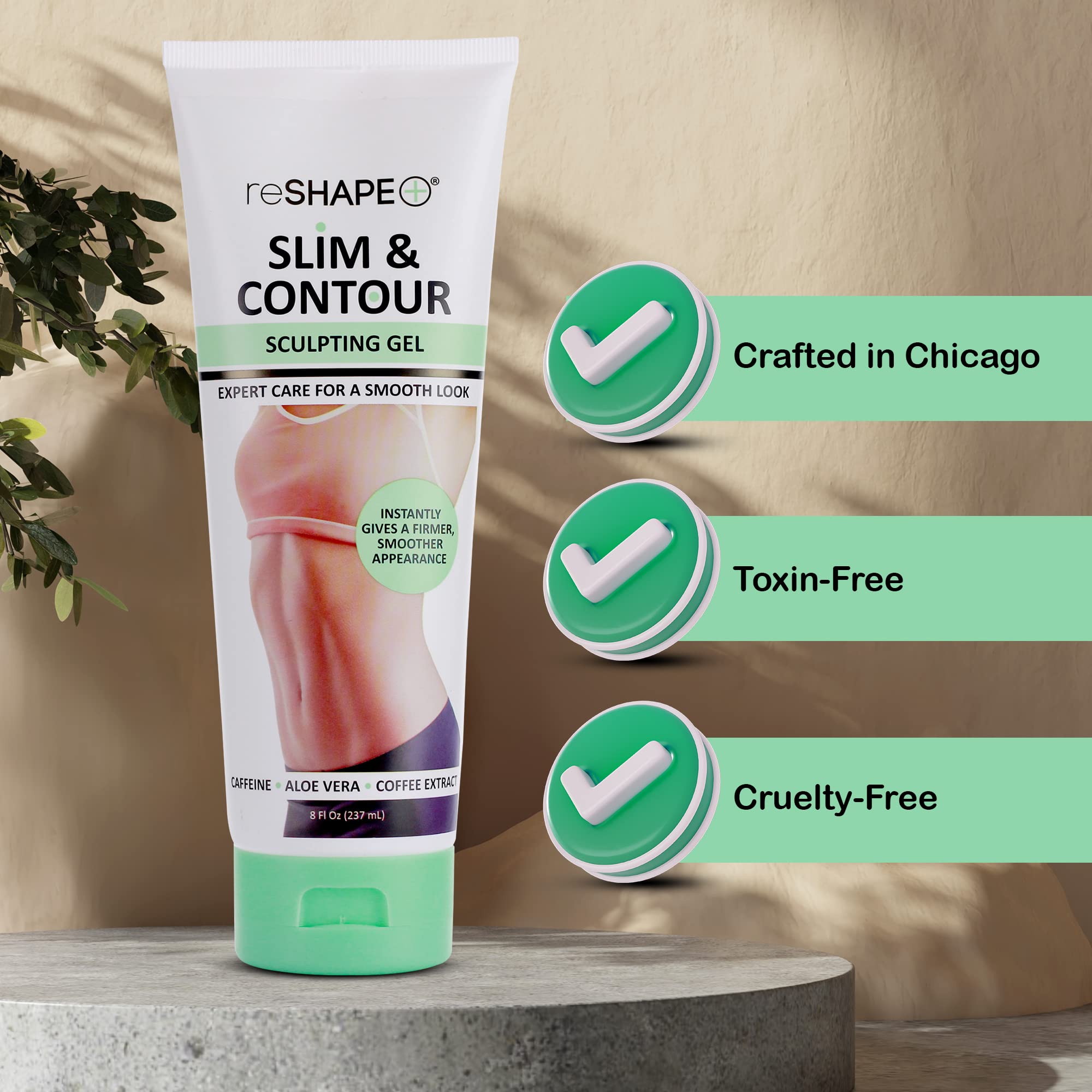 Reshape+ silky finish after massage on skin