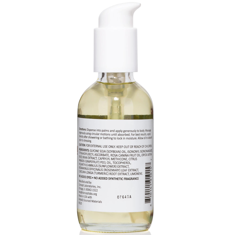 Reshape+ Vitamin C Body Oil bottle pump for easy hydration application.