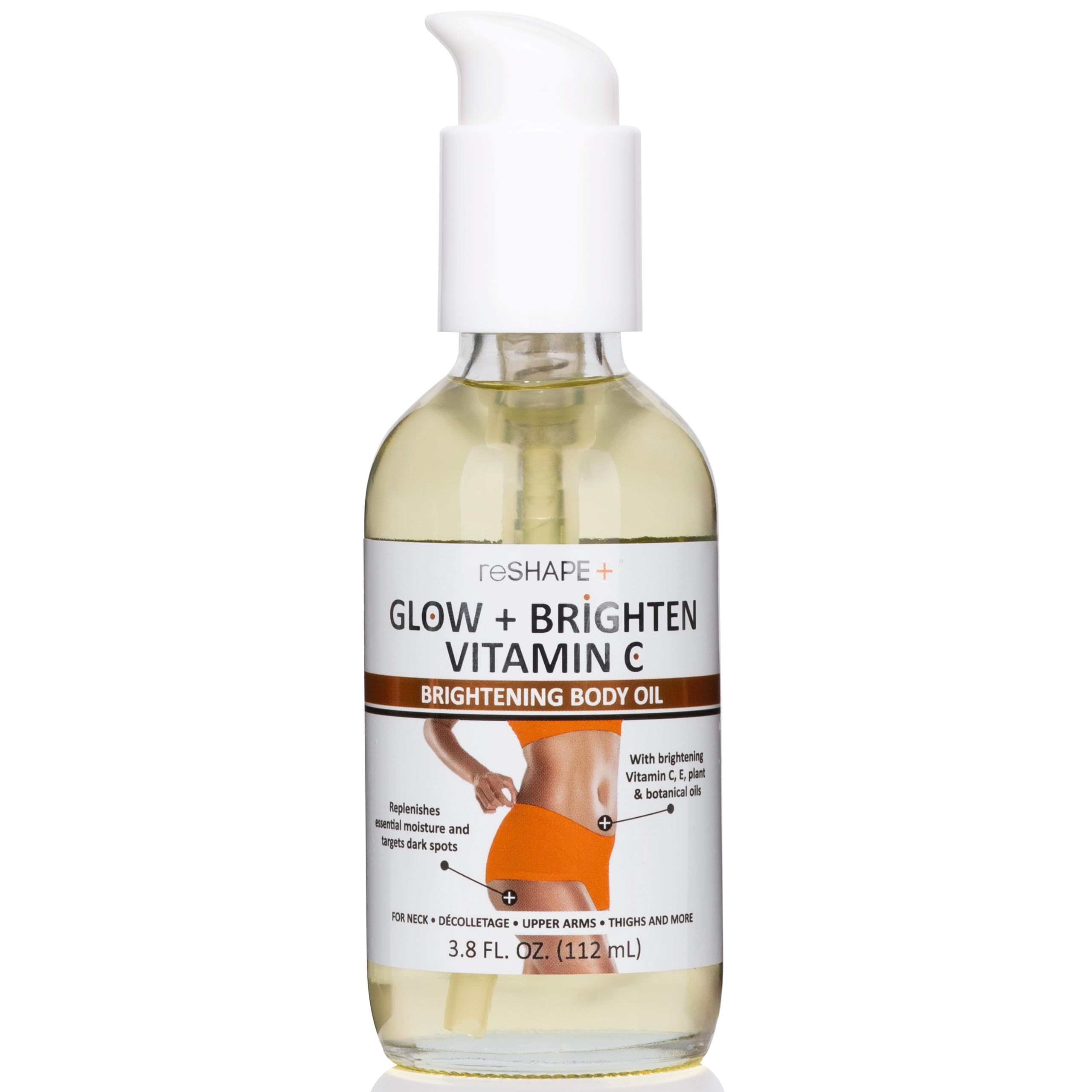 Reshape+ Vitamin C Body Oil application on skin yields smooth, luminous look.