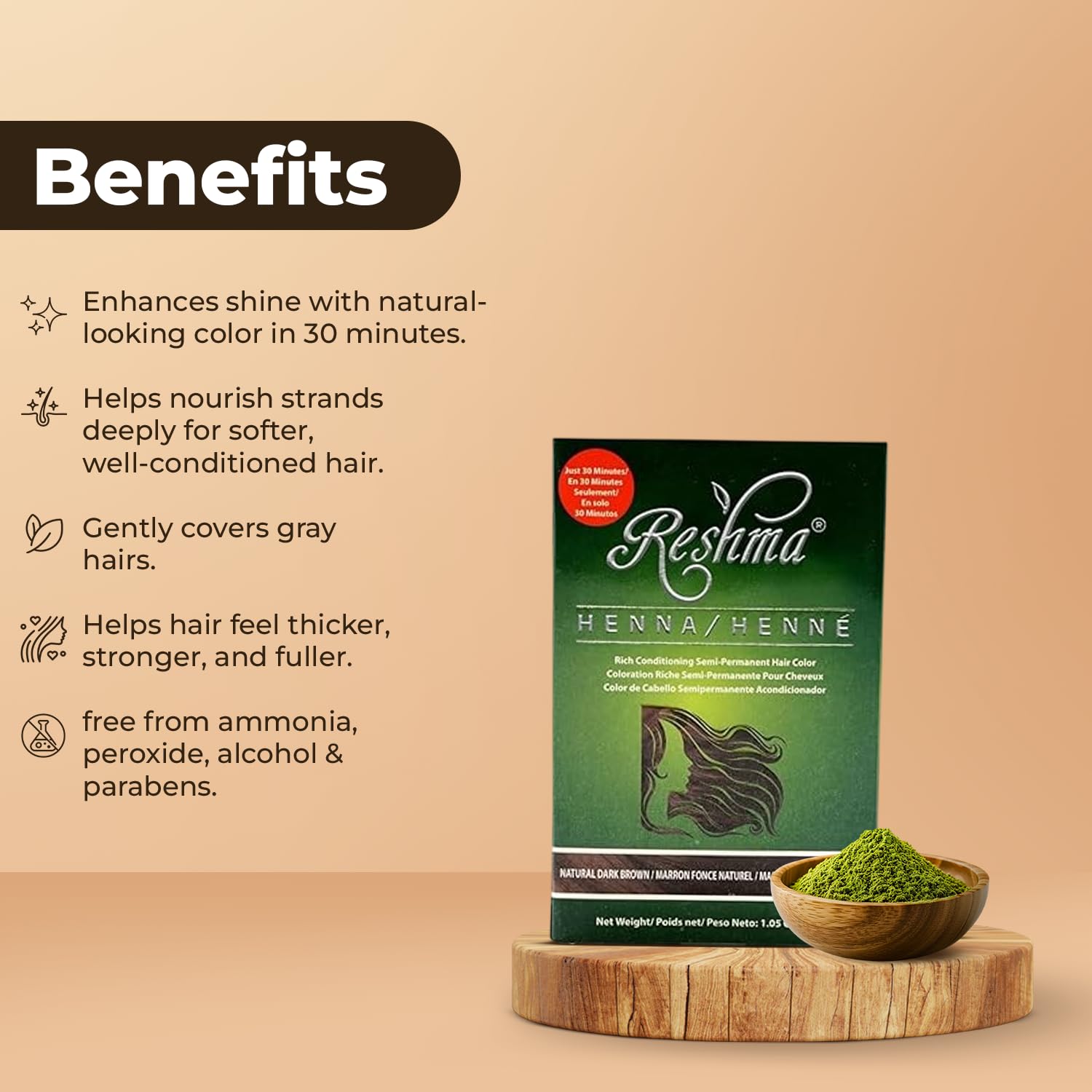 Reshma Beauty packaging box shows shade and usage tips