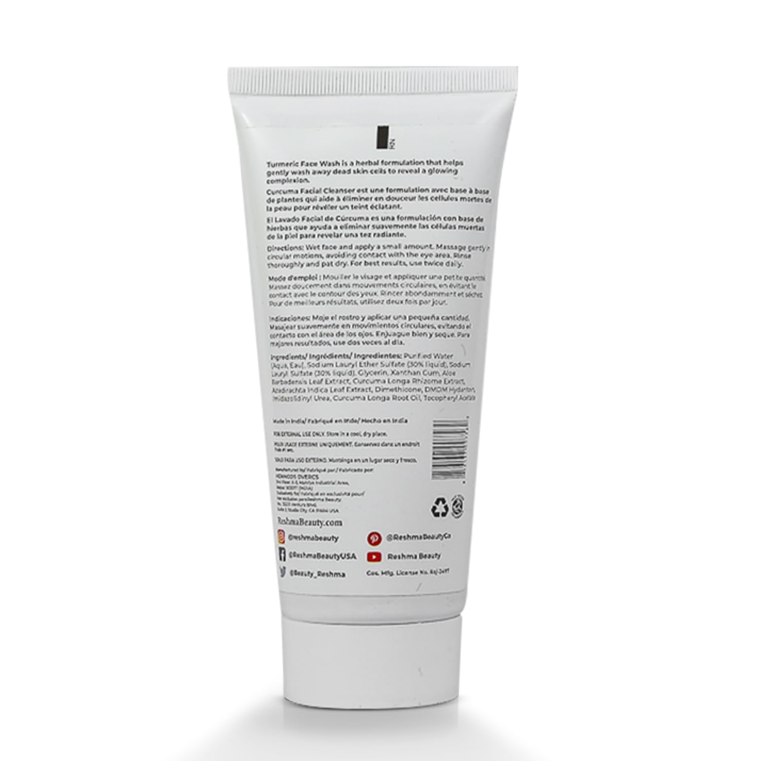 Reshma Beauty Turmeric Face Wash foam texture close-up suggests gentle cleansing.
