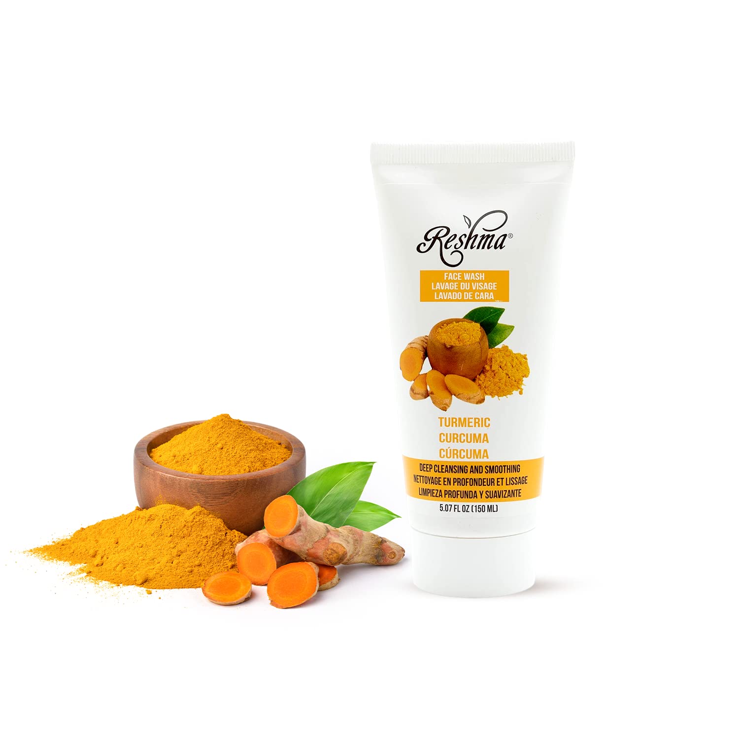 Reshma Beauty Turmeric Face Wash rinsing action after cleansing reveals fresh skin.