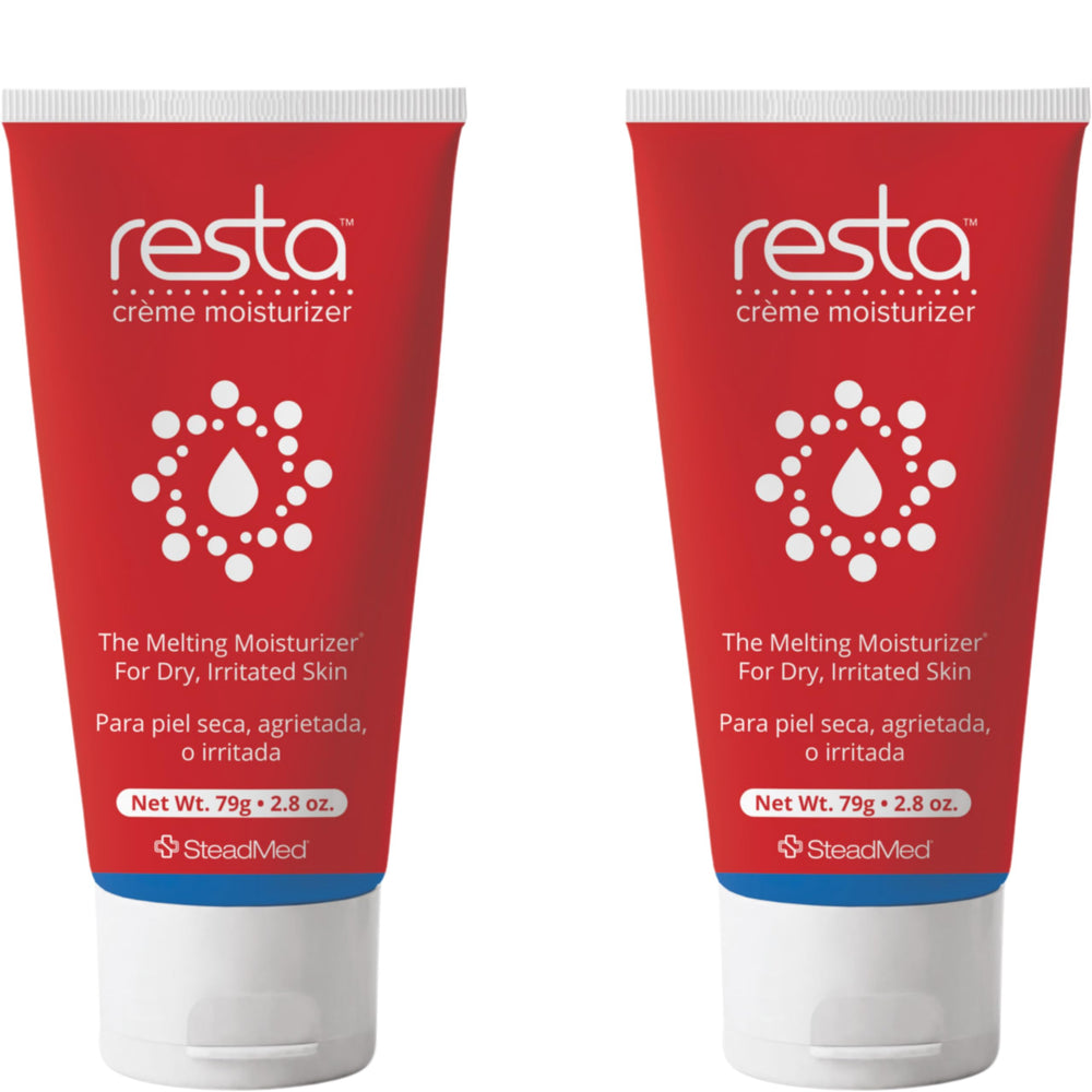 Resta Creme Moisturizer bottle with pack, smooth hydration for dry skin.