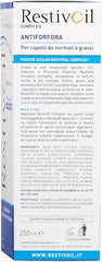 RestivOil anti-dandruff shampoo on shelf conveys refreshing scalp cleanse.