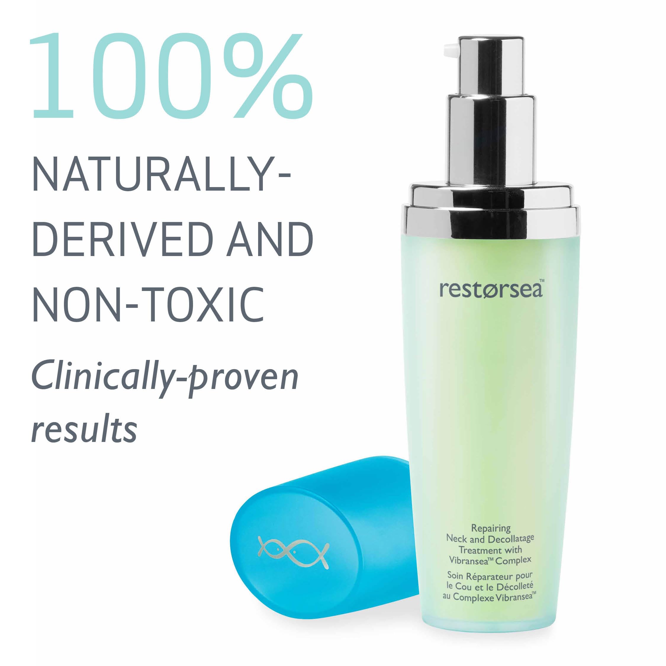 Restorsea neck decolletage cream jar with nourishing formula for delicate skin.