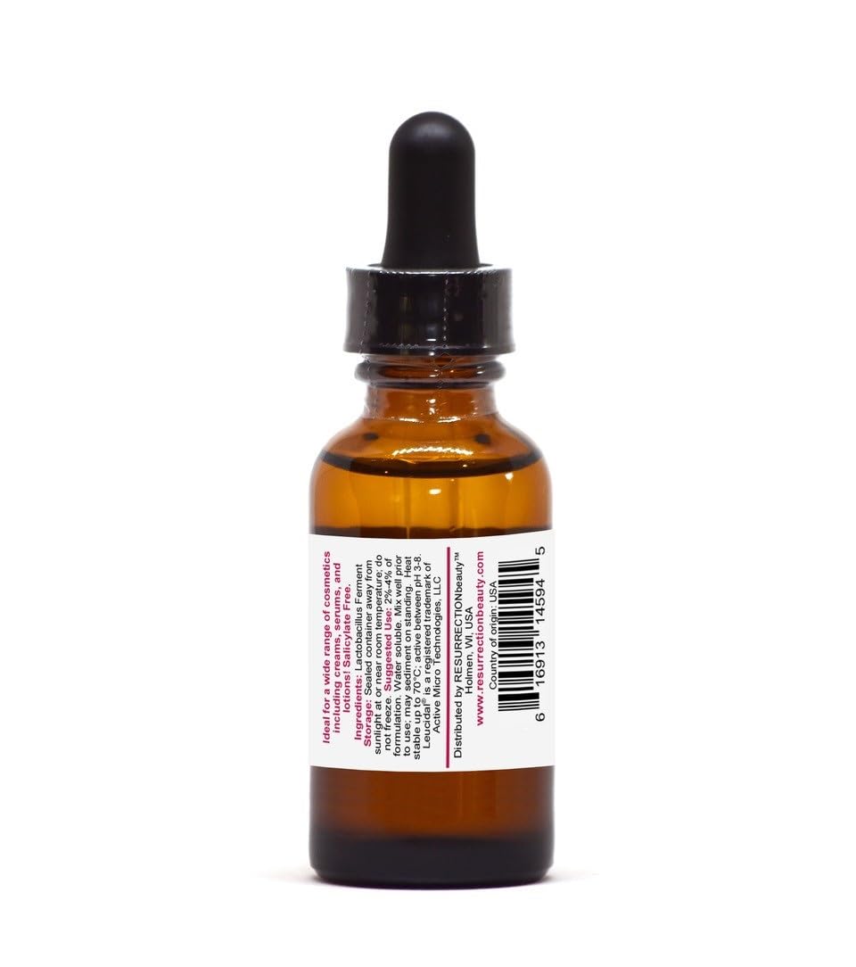 RESURRECTIONbeauty Leucidal Liquid SF infusion visualizing fermentation-based protection in cosmetics
