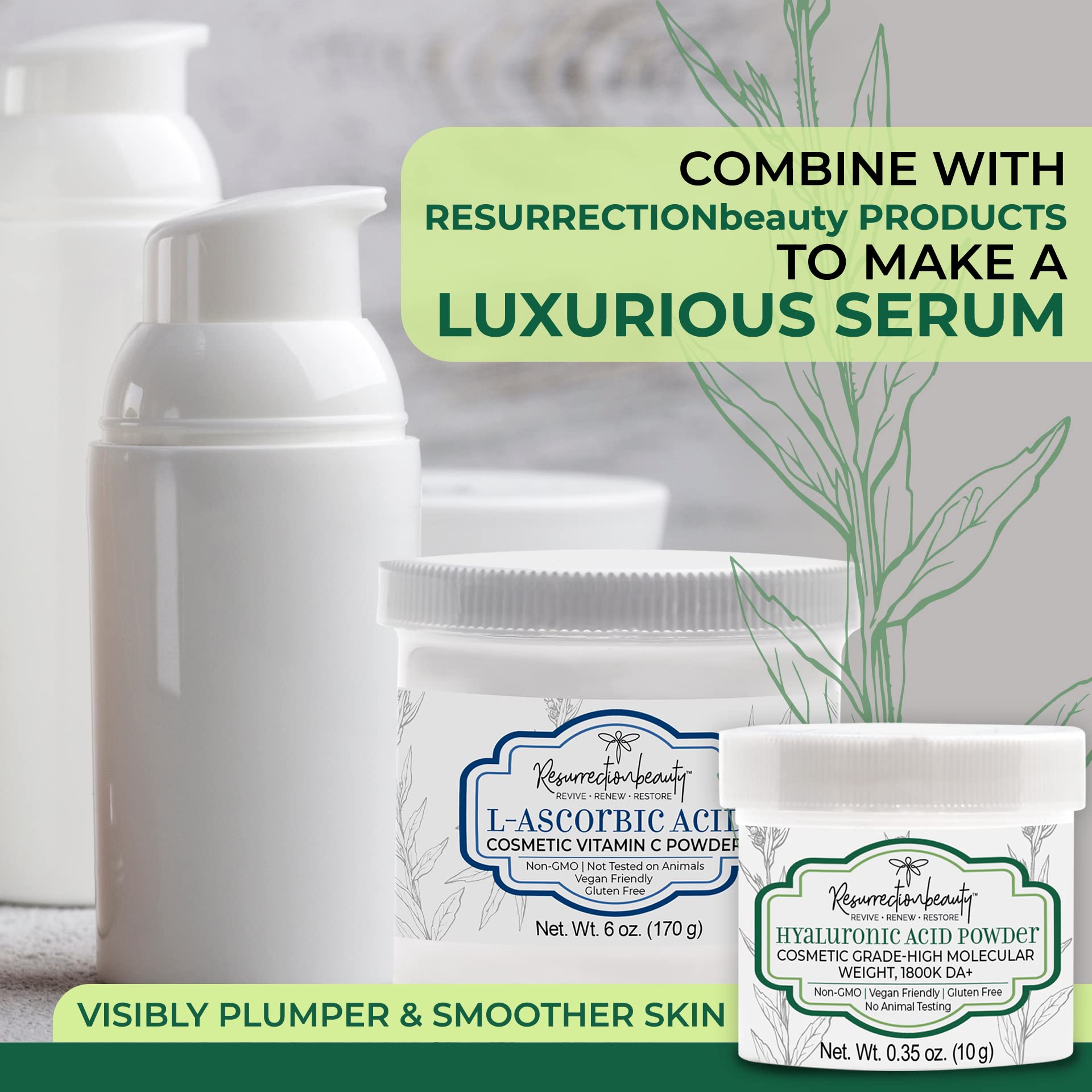 DIY setup mixing RESURRECTIONbeauty HA powder into serums and masks