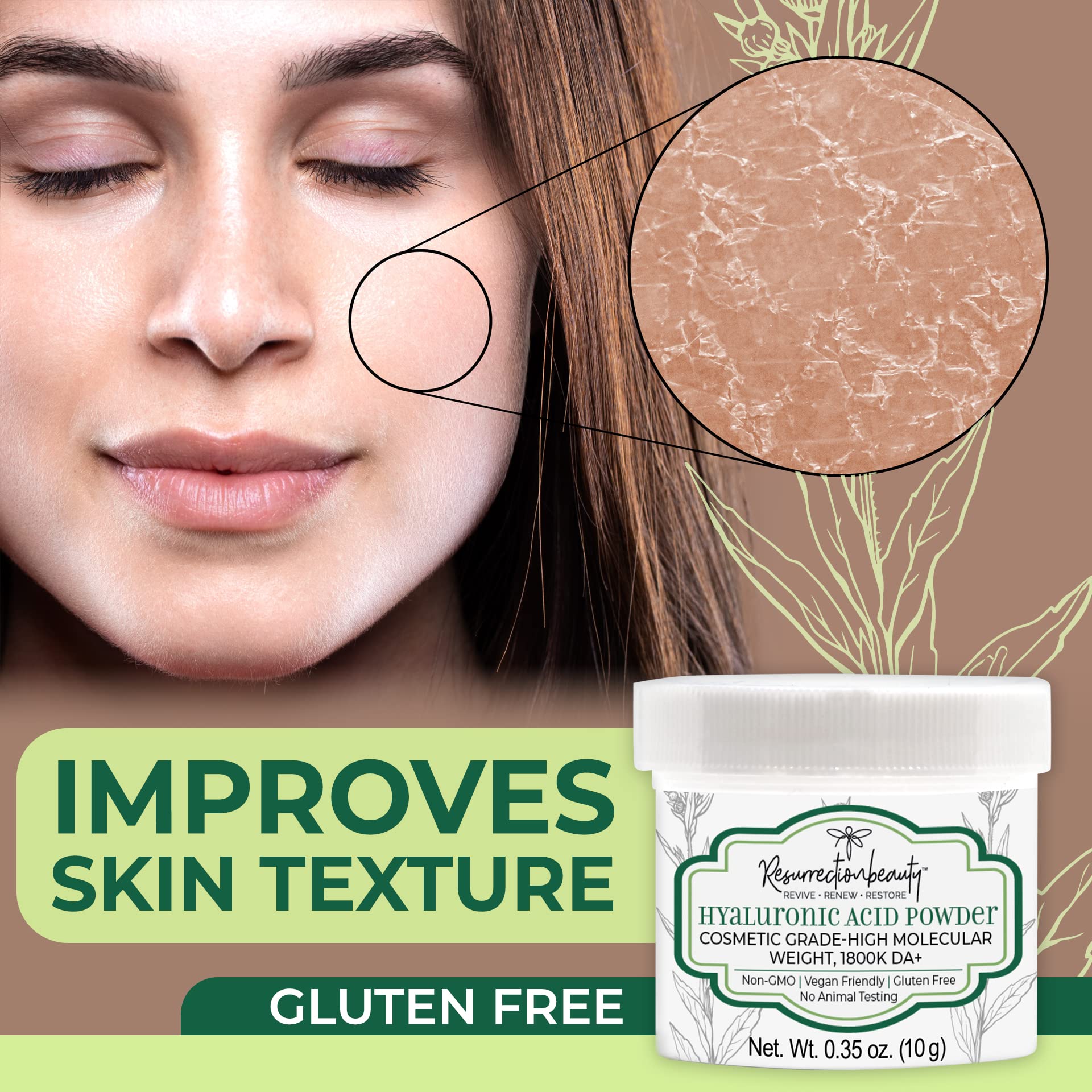 RESURRECTIONbeauty HA powder serum bottle ready for DIY treatments