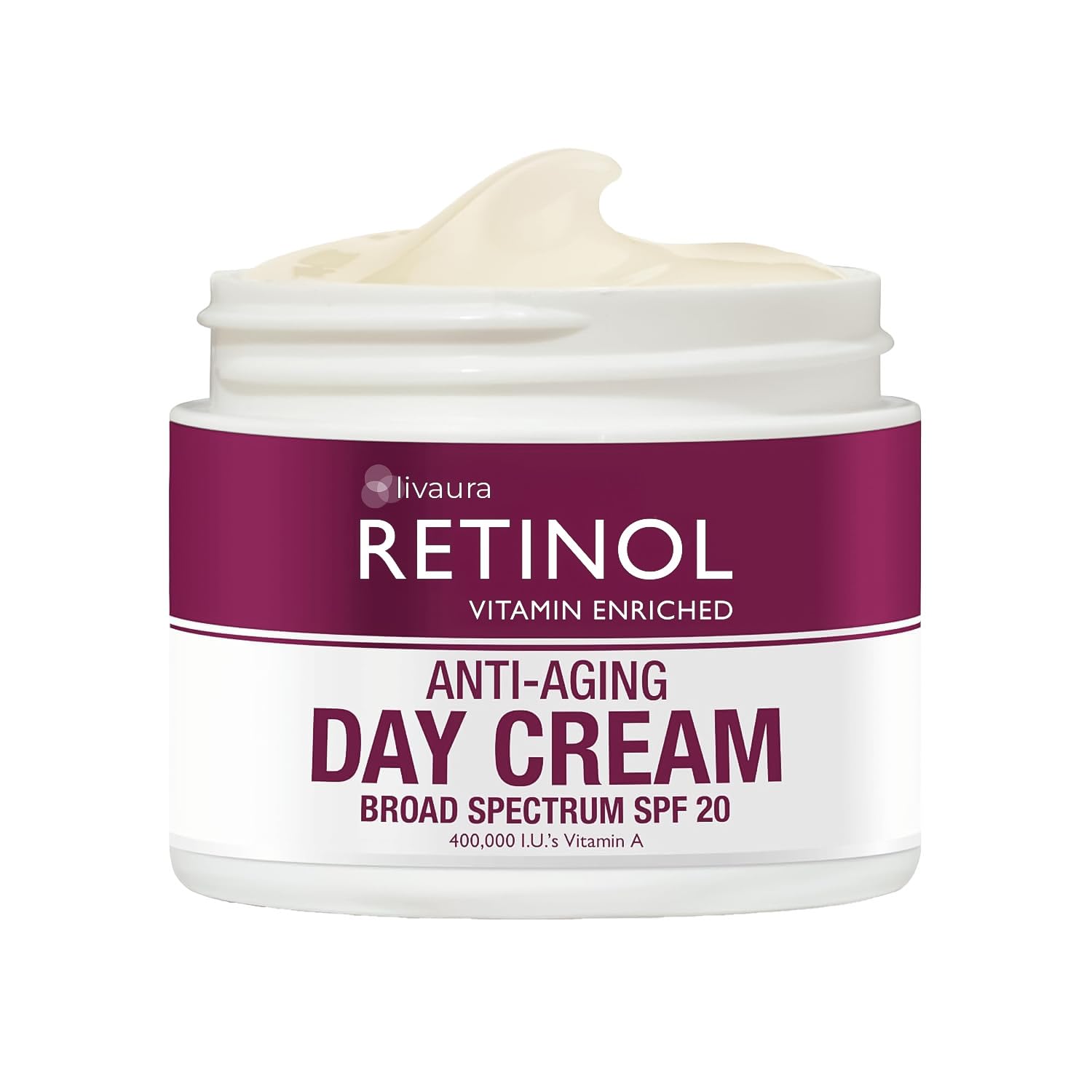 Retinol LIVAURA Day Cream jar on a clean surface for daytime hydration.