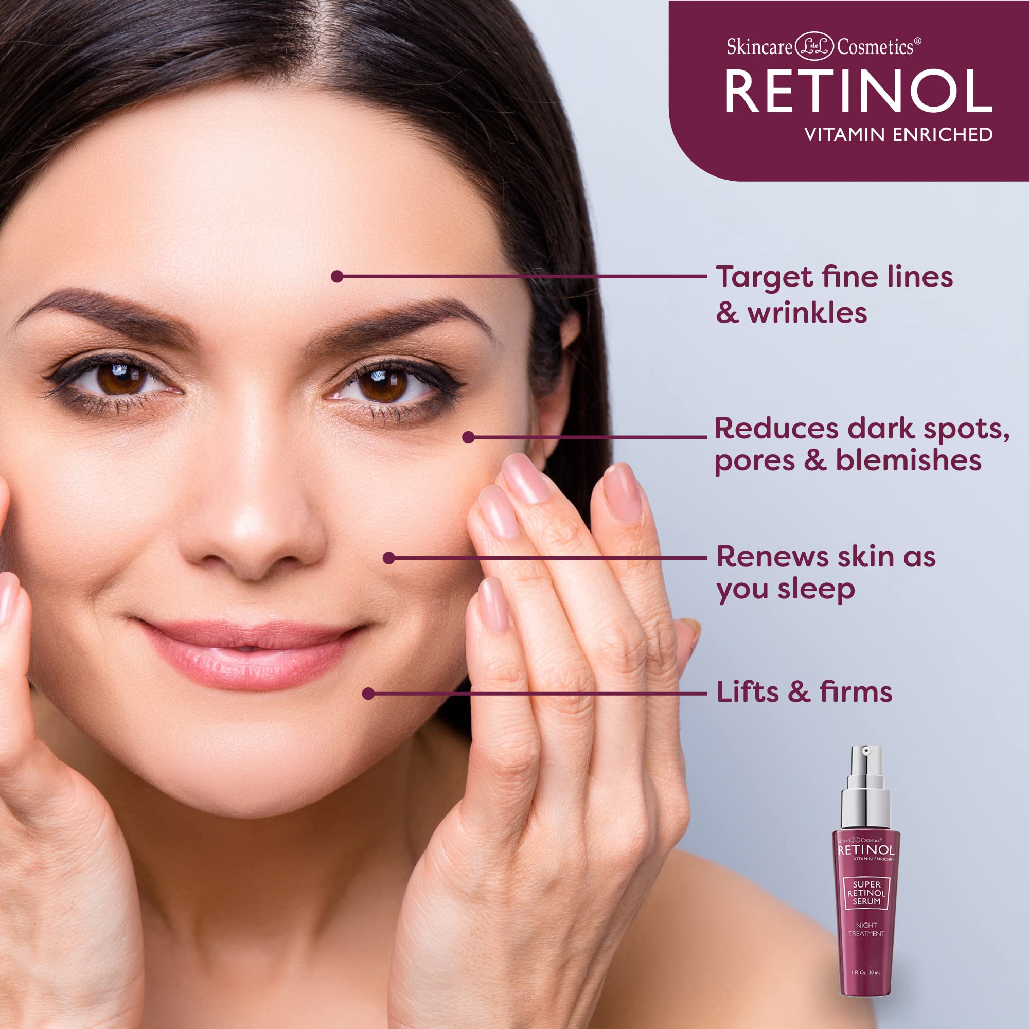 Packaging display with LIVAURA serum on a vanity.