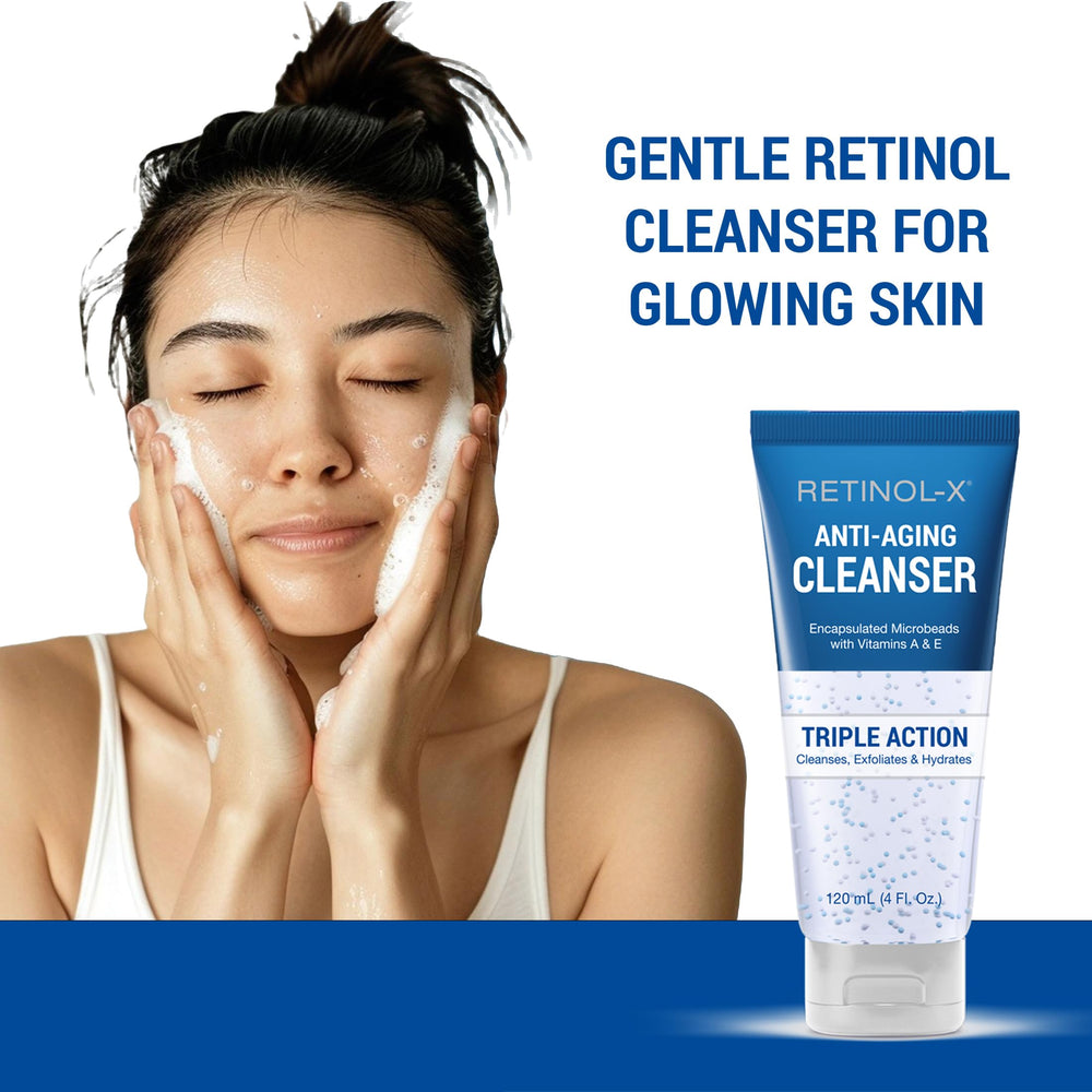 RETINOL-X Gel Cleanser lather forming a light foam on skin.