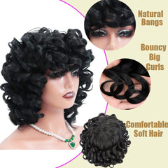 Retoleca Afro big curly wig close-up texture, natural black, for full voluminous looks.