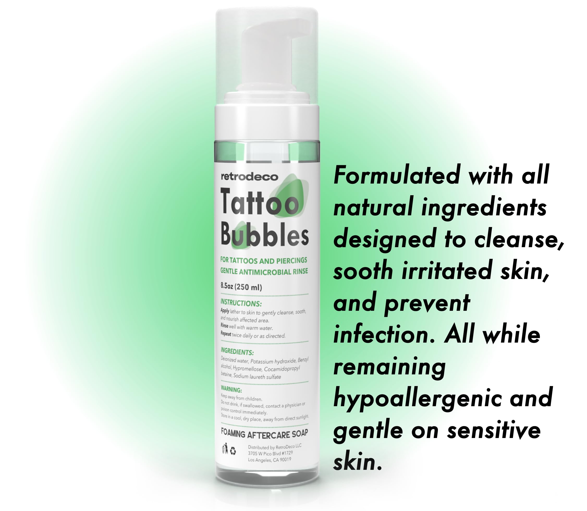 Application area during healing with RetroDeco Tattoo Bubbles