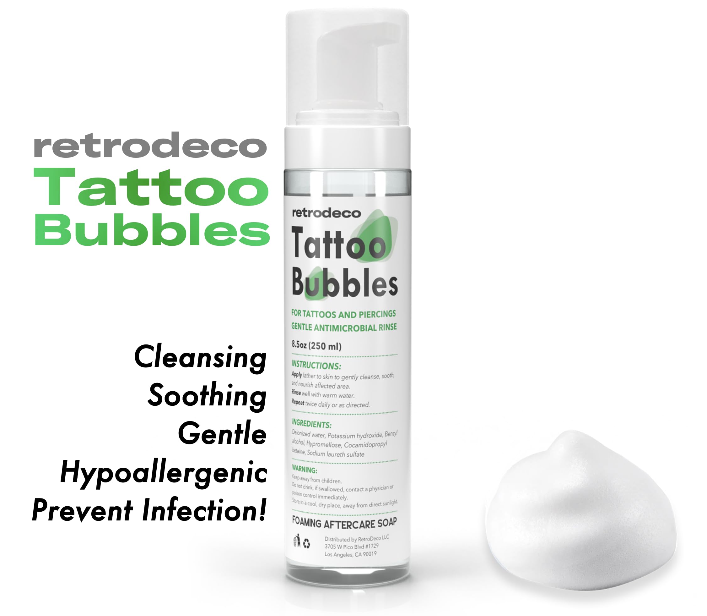 Foaming application of RetroDeco Tattoo Bubbles on skin