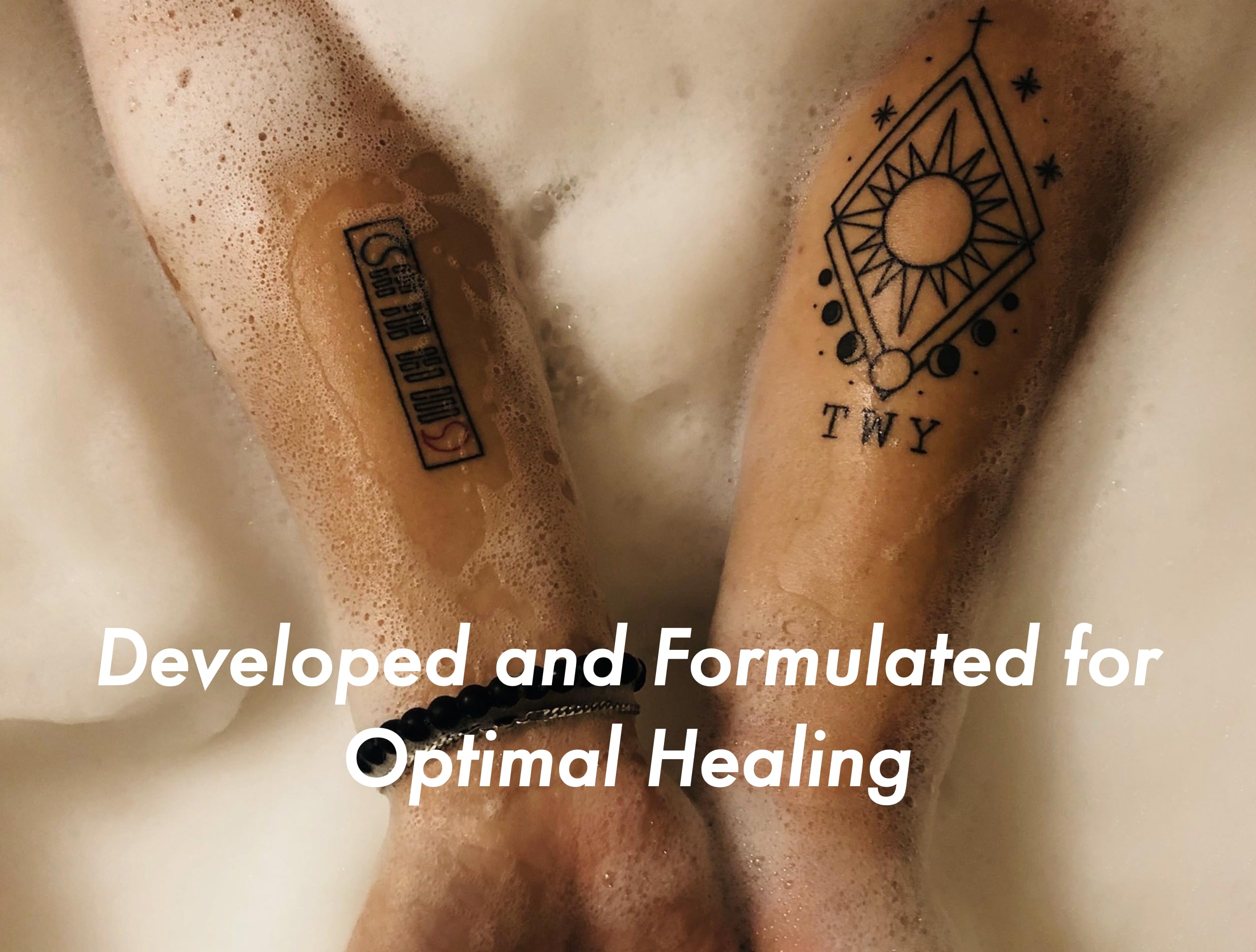 Close-up of RetroDeco Tattoo Bubbles label highlighting vegan formula