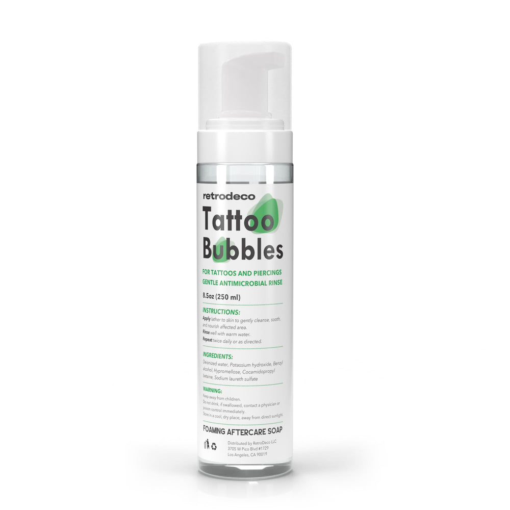 Packaging display of RetroDeco Tattoo Bubbles on shelf