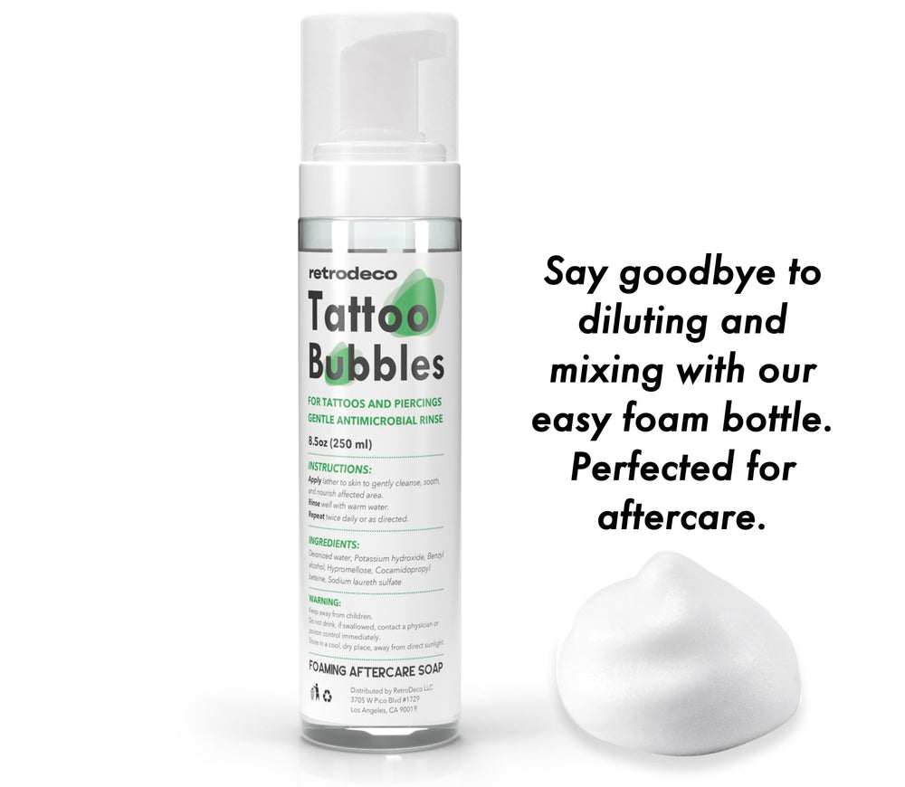 Vegan, hypoallergenic RetroDeco Tattoo Bubbles formula