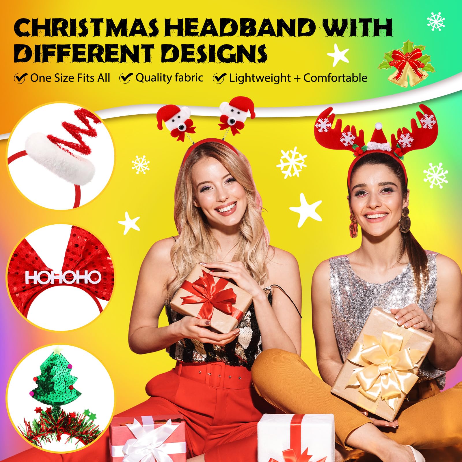 Retrowavy Christmas headband featuring an elk design for playful outfits