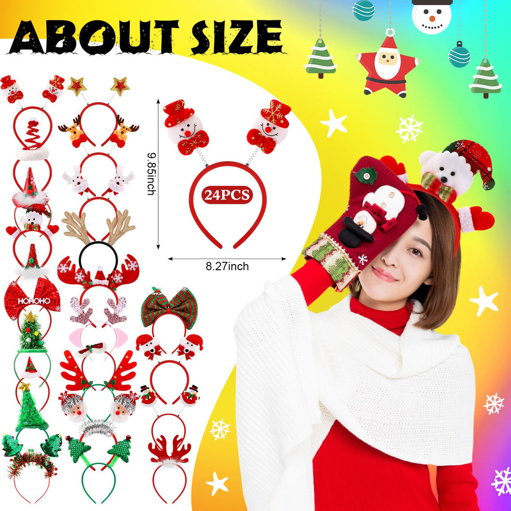 Retrowavy Christmas headbands with assorted designs for group celebrations