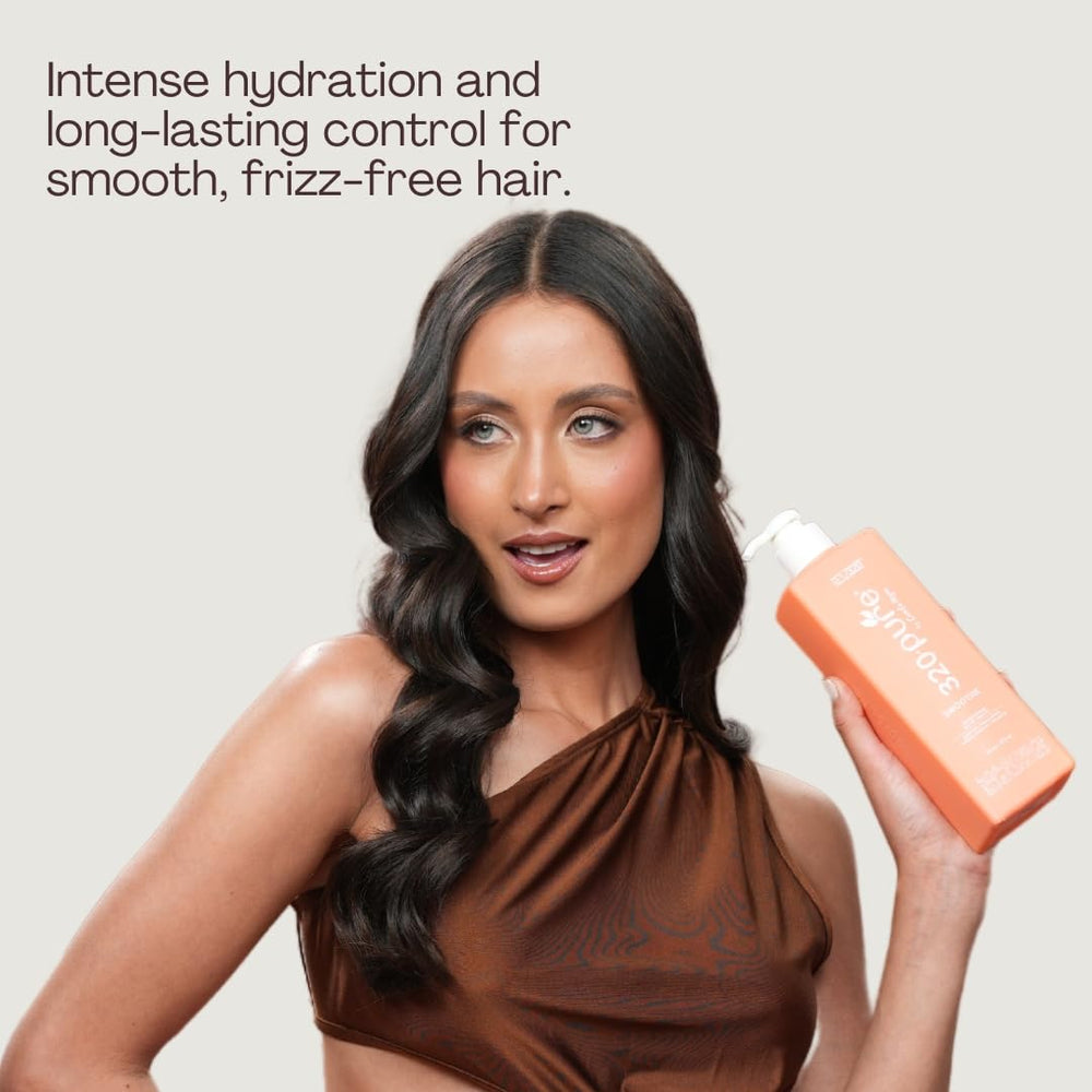 Rev320 bottle highlights argan oil for deep hydration and shine.