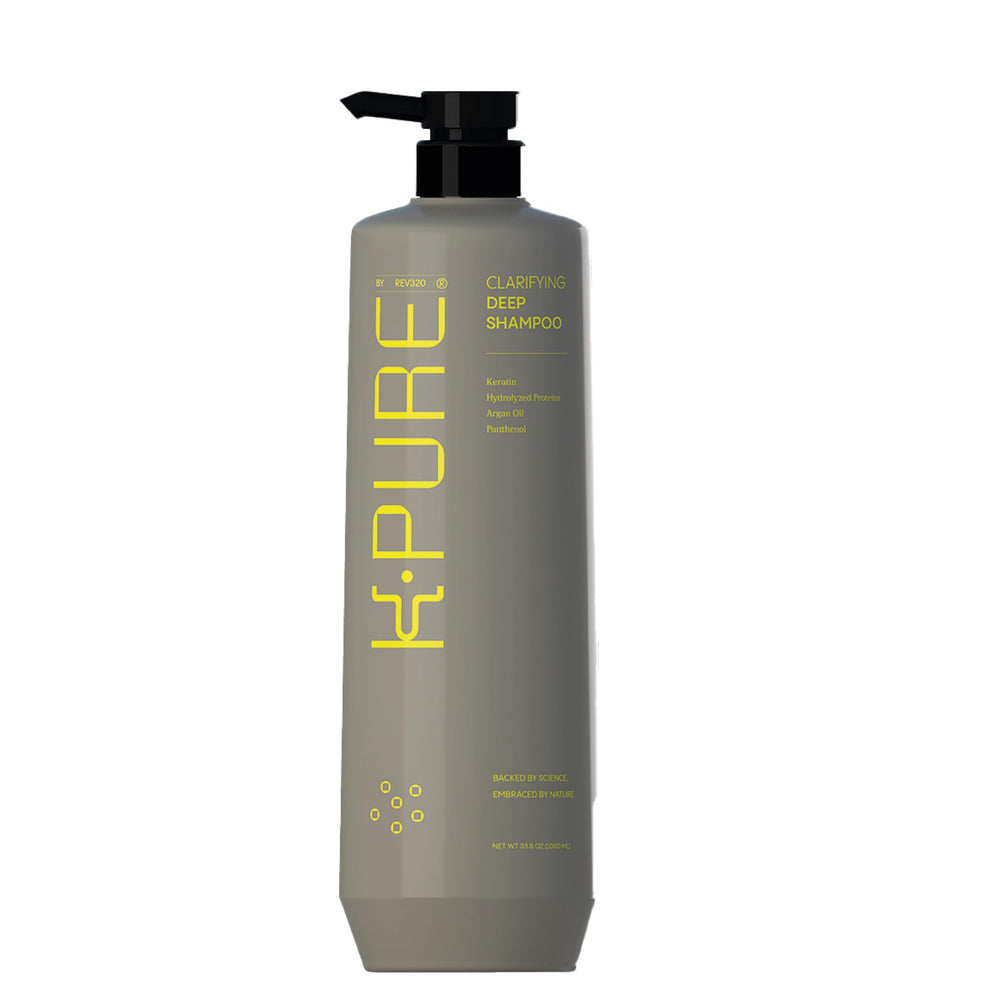 Rev320 Clarifying Deep Shampoo bottle with sulfate-free formula for keratin-treated hair
