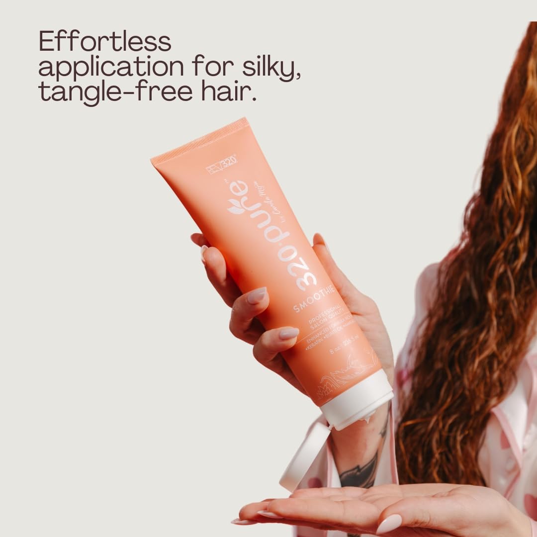 Rev320 Leave-in application being applied for detangling and shine.
