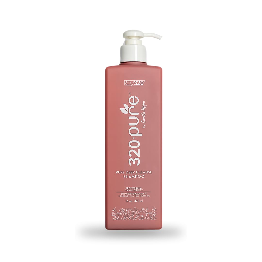 Rev320 Pure Deep Cleanse bottle on shelf for deep cleansing and fresh scalp