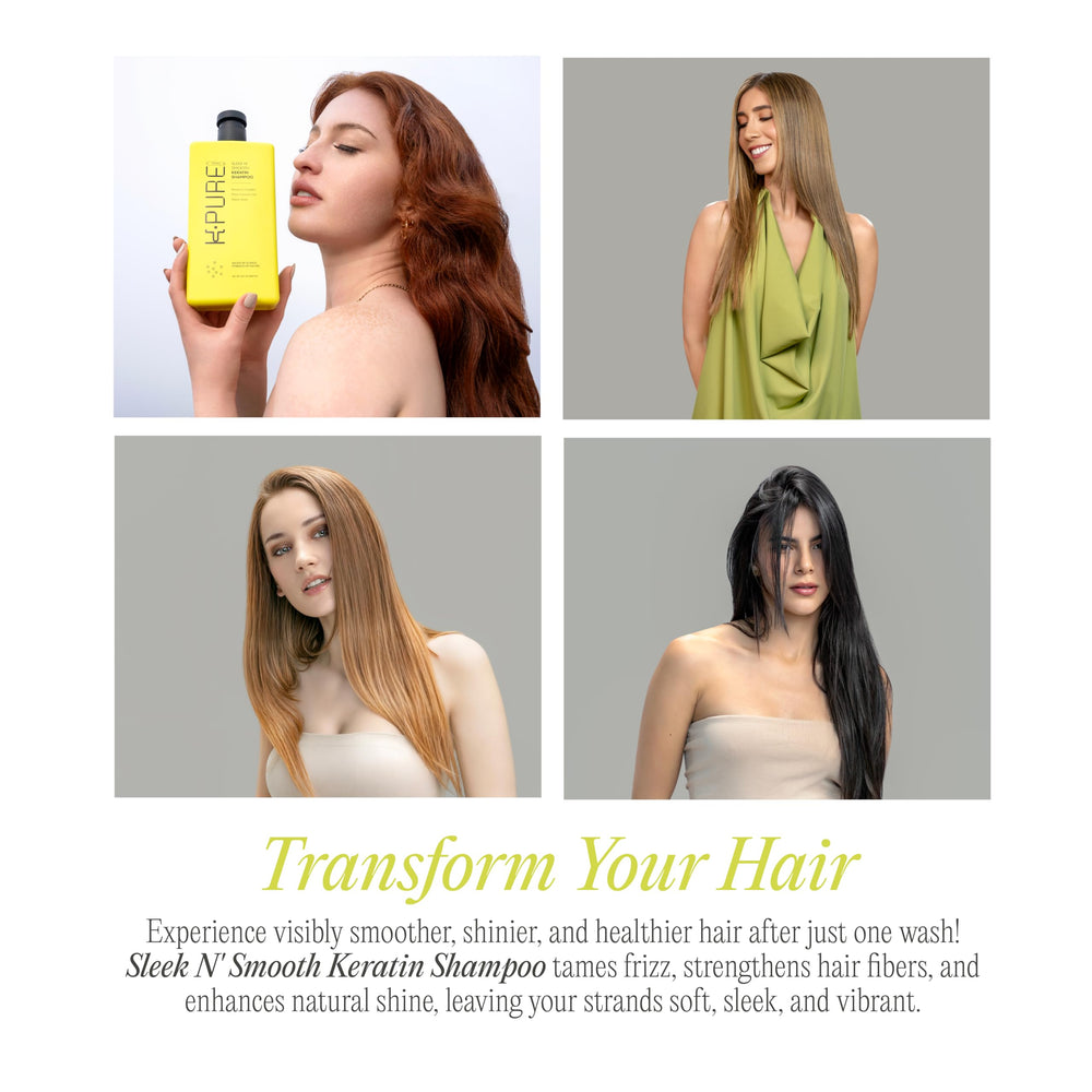 Rev320 Sleek N' Smooth keratin shampoo daily-use bottle suggesting gentle cleansing for color-treated or keratin-treated hair.
