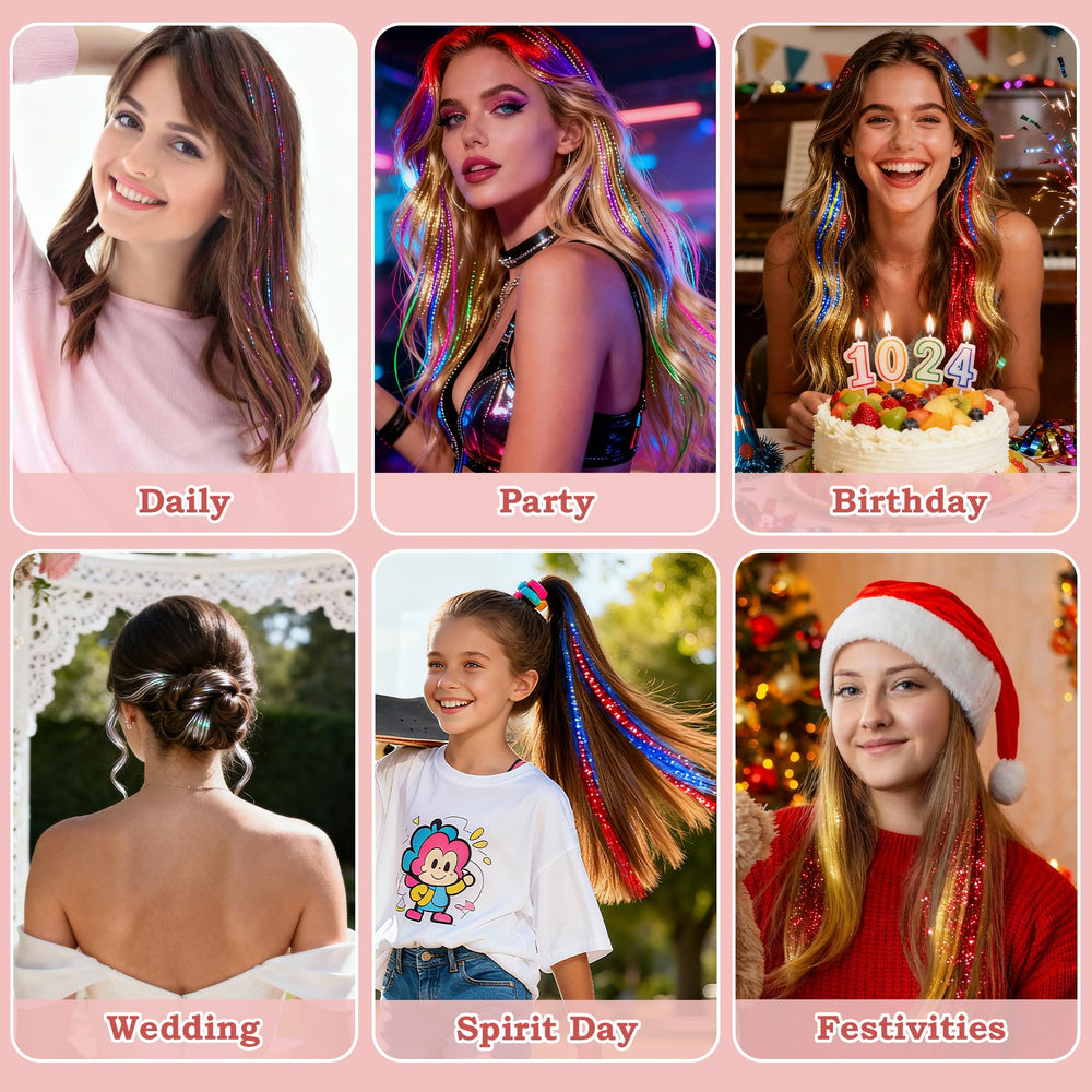 Revahope 24-color glitter tinsel option for vivid party looks.