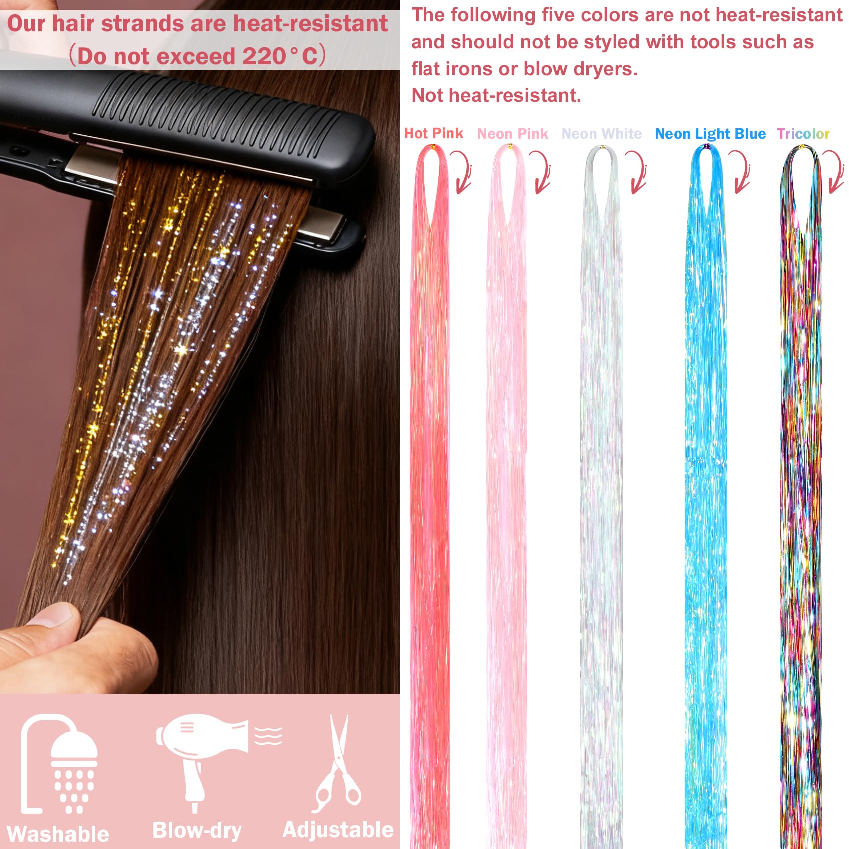 Revahope colorful rubber bands and comb for clean installation.