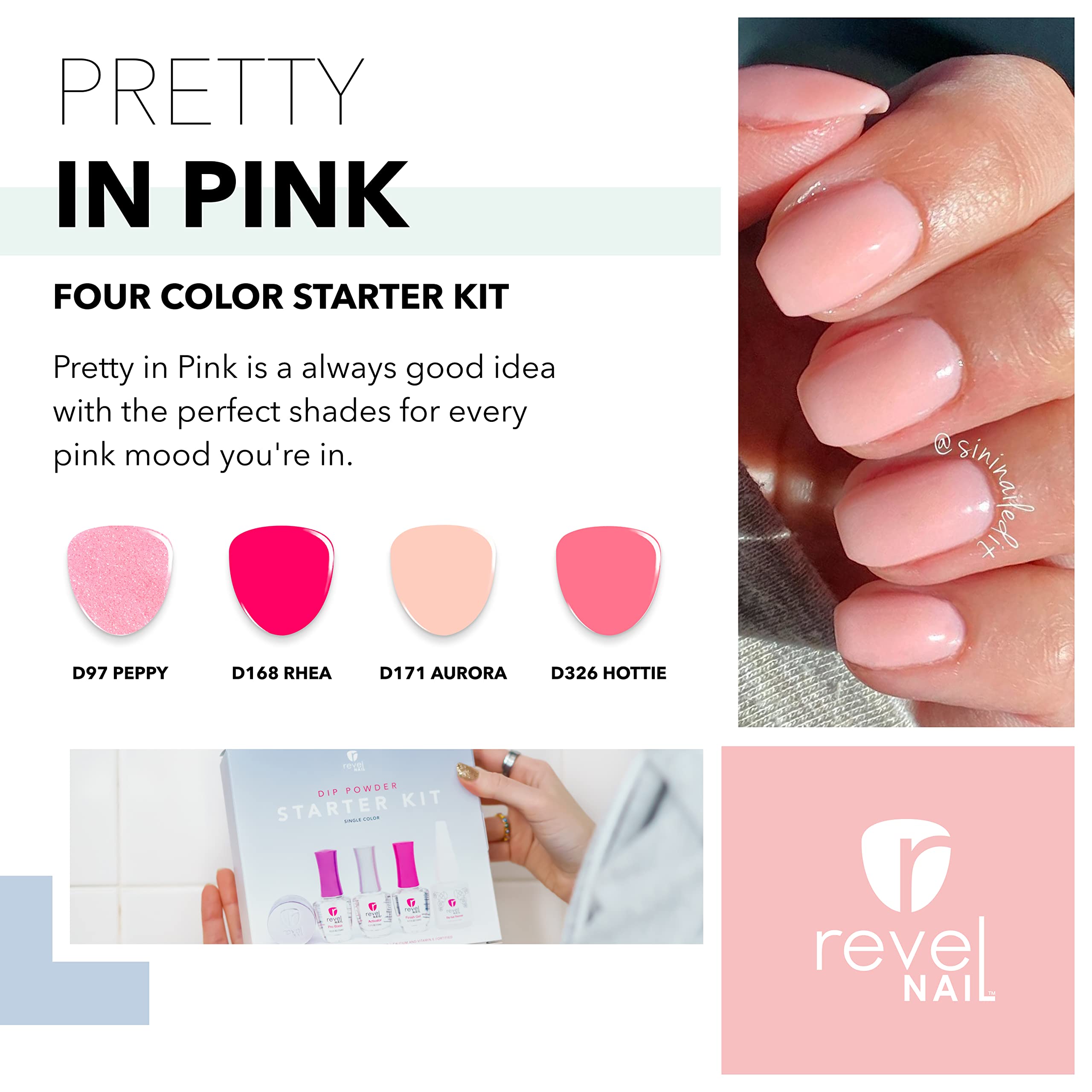 Revel Nail pro base coat demonstrates smooth dip application for lasting color.