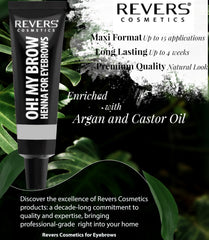 Revers applicator bottle with comb for precise eyebrow and lash tinting.