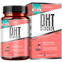 REVIDEN DHT Blocker bottle pour showing easy daily use for hair health.