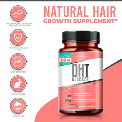 REVIDEN DHT Blocker pill closeup highlighting capsule formula for hair growth support.