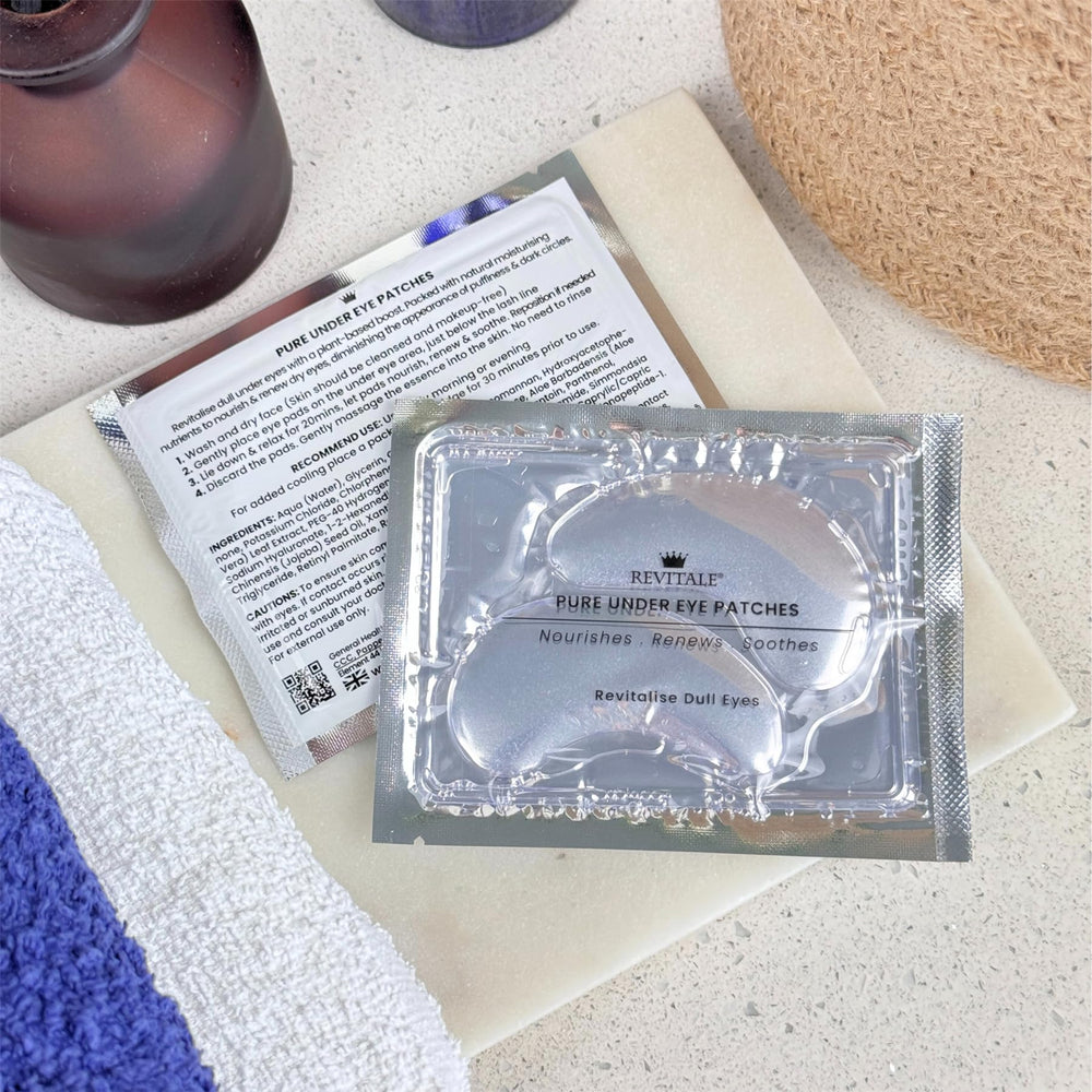 REVITALE patches with a multi-peptide complex support skin renewal around the eye area.