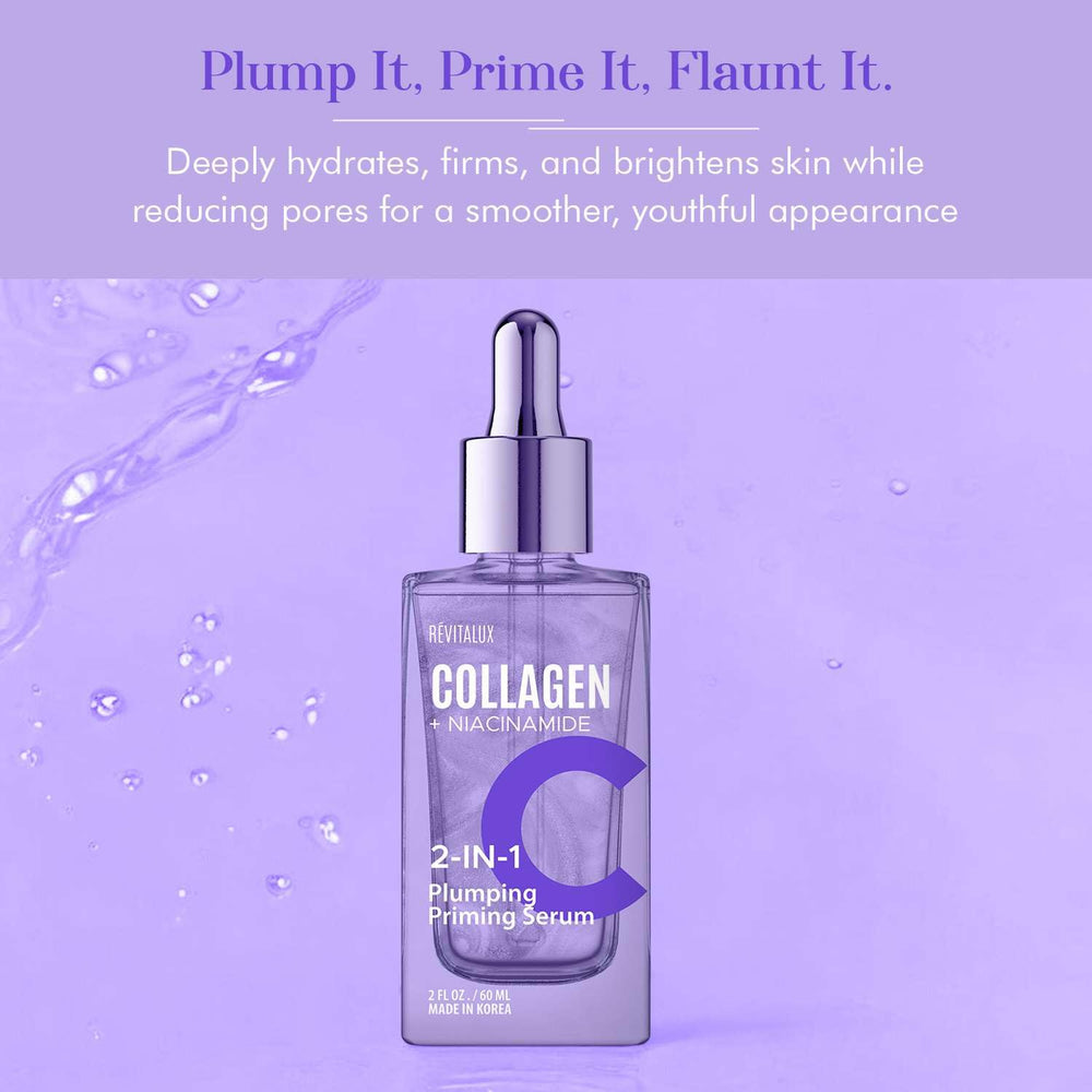 RevitaLux serum texture close-up reveals a lightweight, fast-absorbing formula.