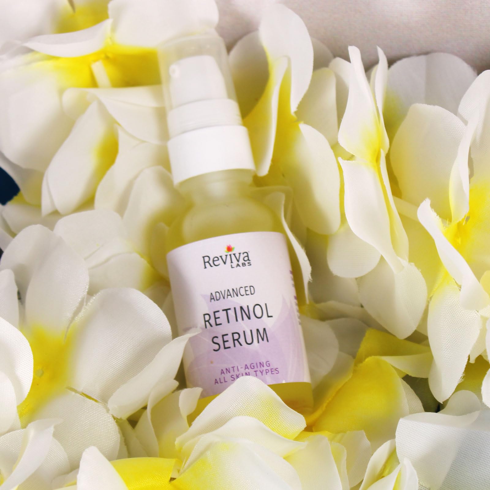 Reviva Labs serum packaging shown to illustrate premium retinol formula.