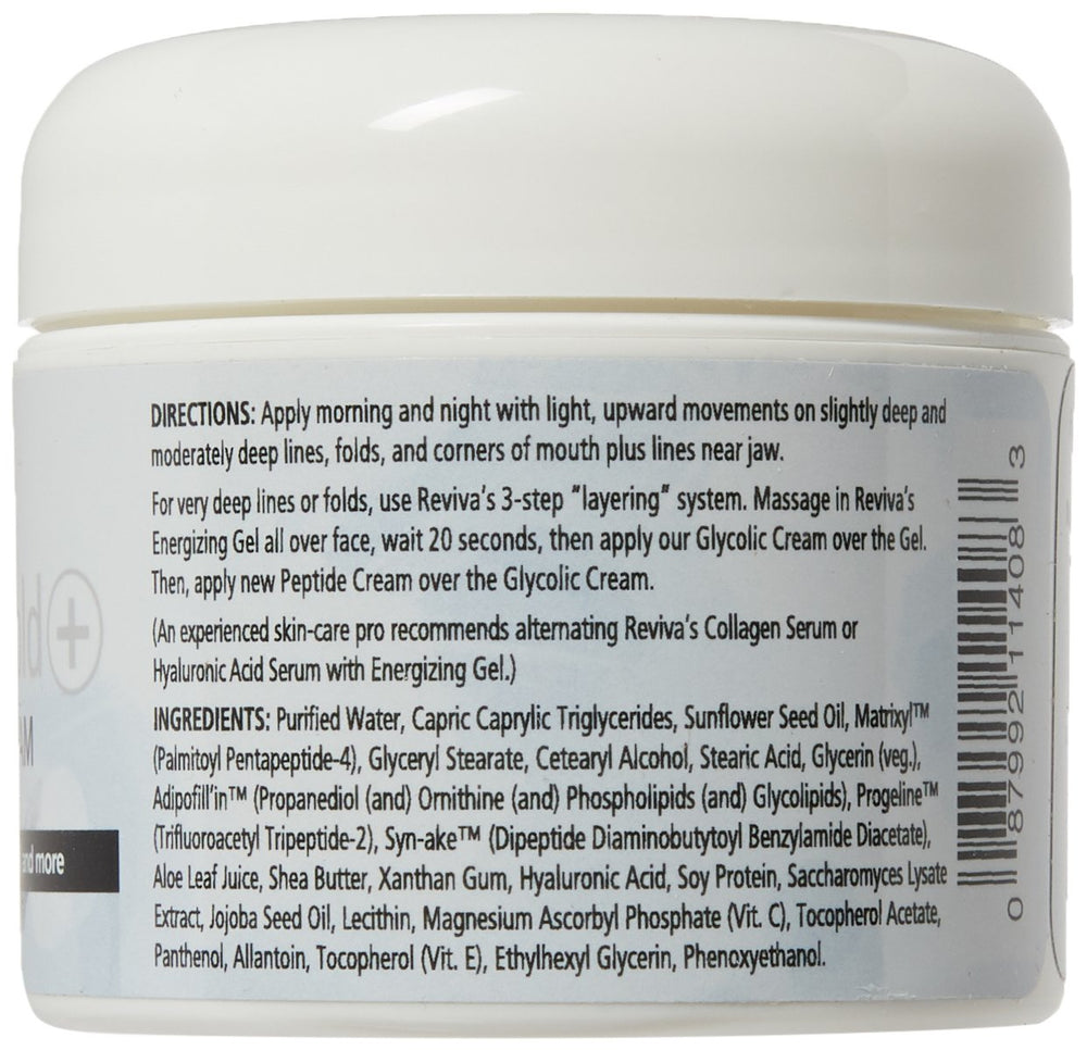 Reviva Labs Anti-Wrinkle Cream Peptides jar close-up for easy use.