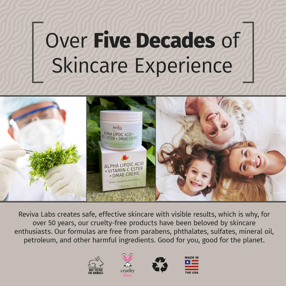 3-pack display of Reviva Labs DMAE Cream shows value and routine versatility